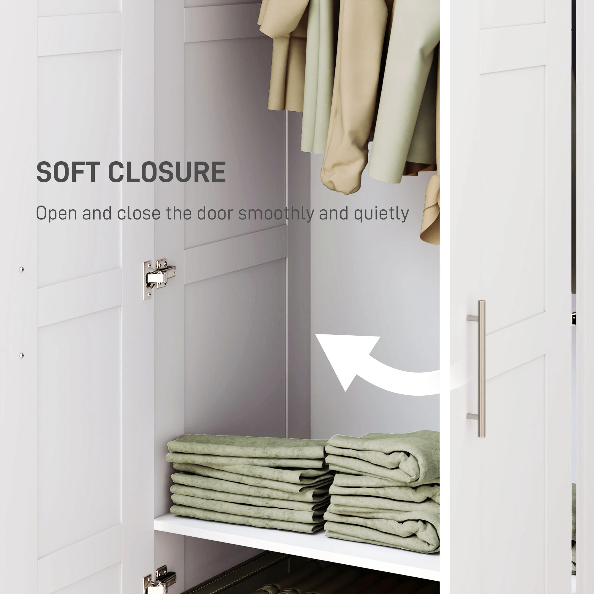 HOMCOM Wardrobe for Bedroom, Double Wardrobe with Hanging Rail - Image 22