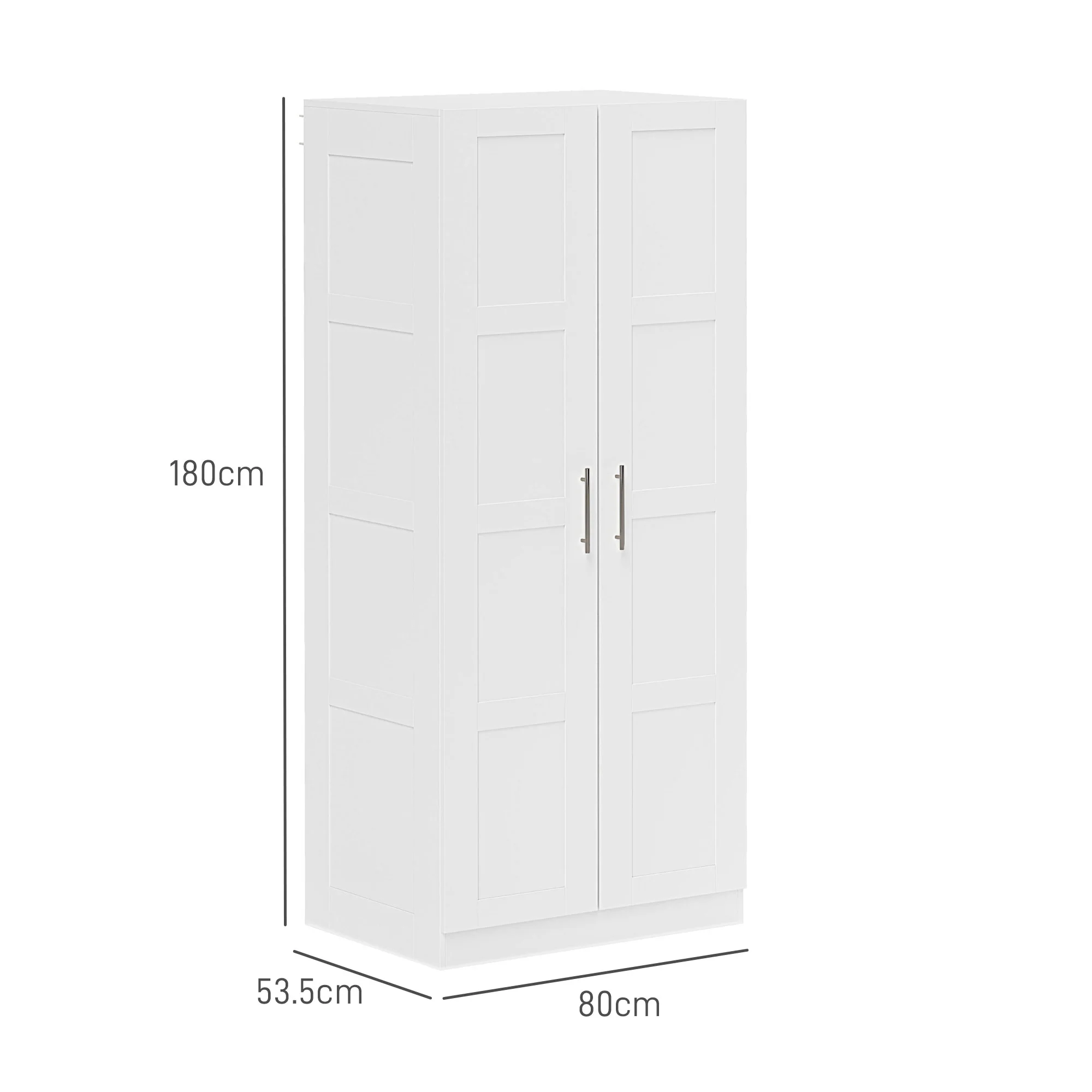 HOMCOM Wardrobe for Bedroom, Double Wardrobe with Hanging Rail - Image 23