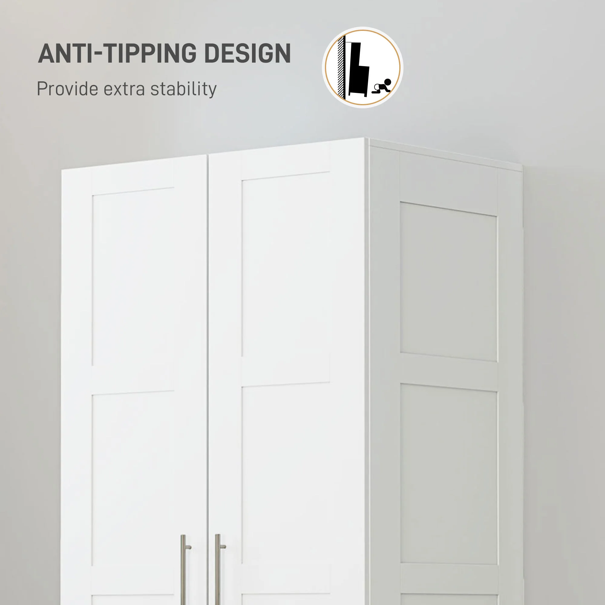 HOMCOM Wardrobe for Bedroom, Double Wardrobe with Hanging Rail - Image 24