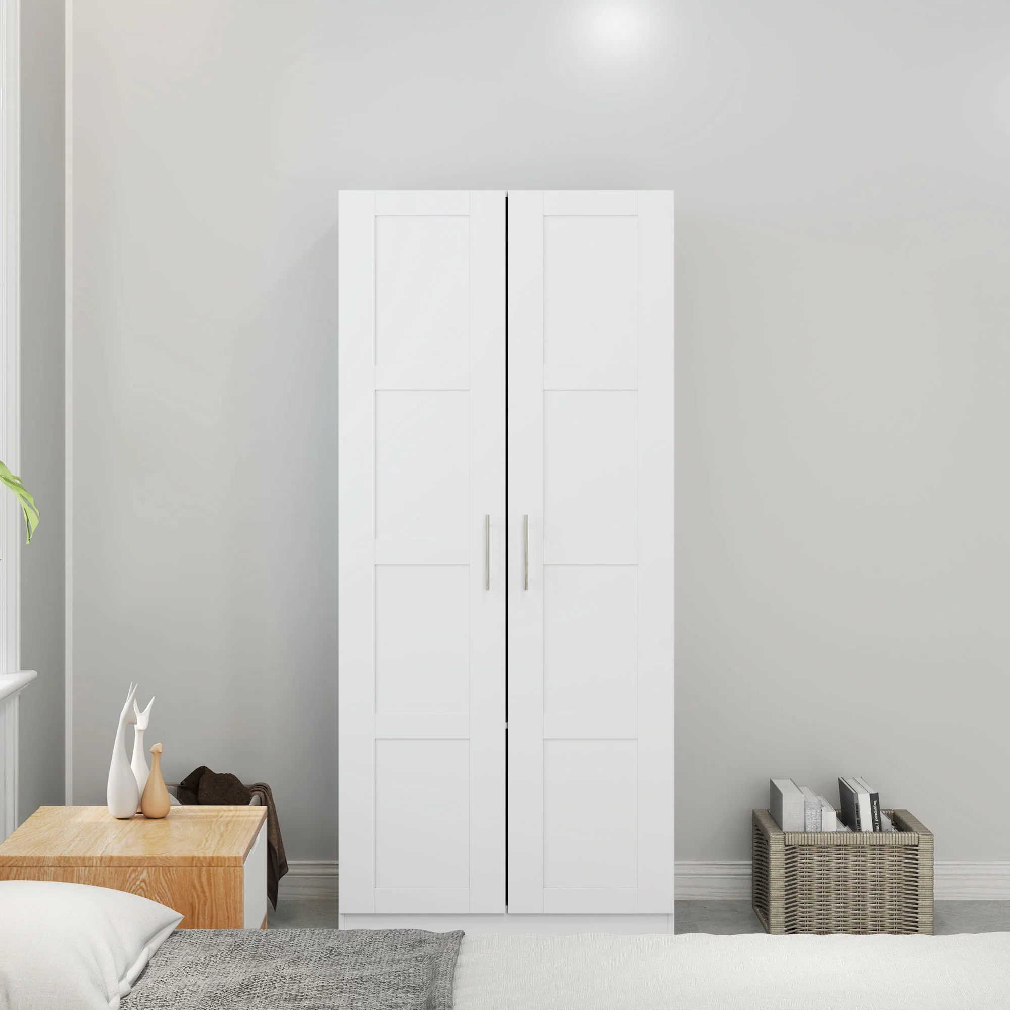 HOMCOM Wardrobe for Bedroom, Double Wardrobe with Hanging Rail - Image 25