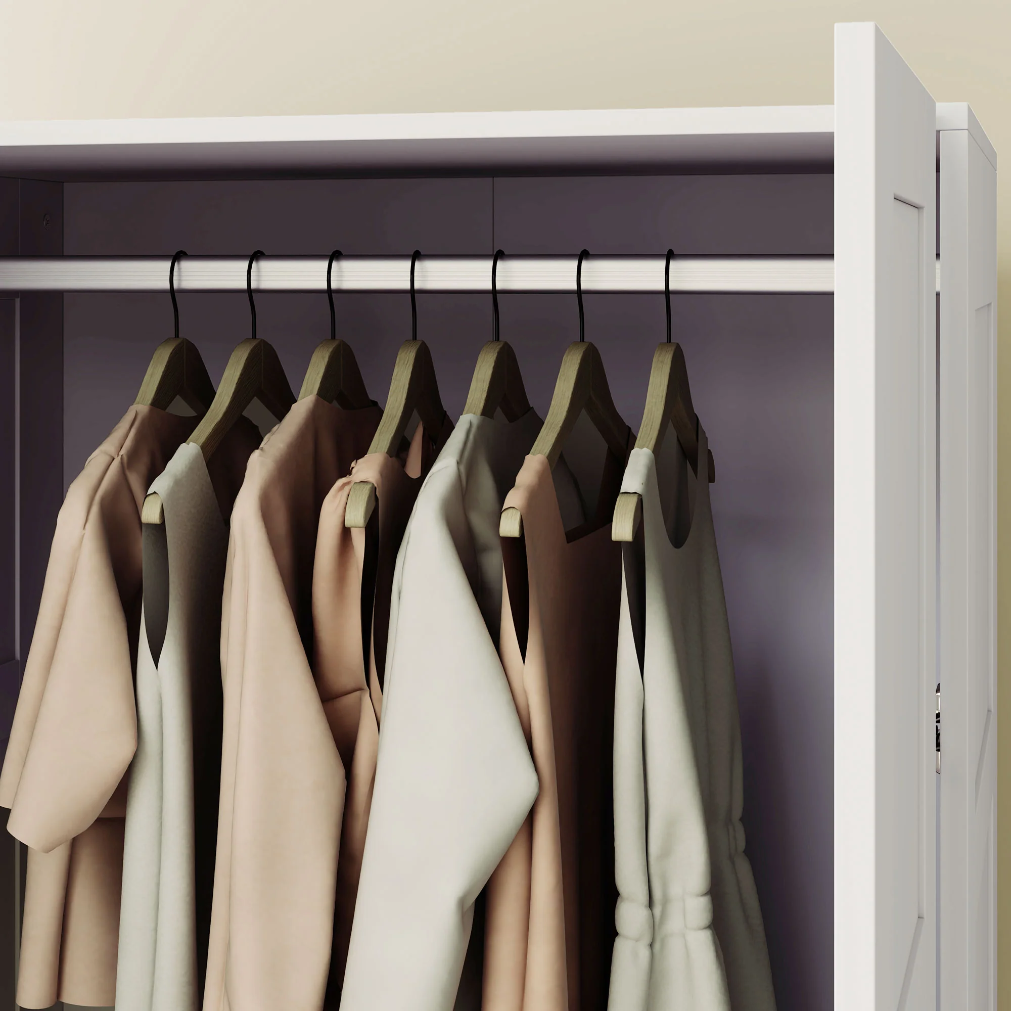 HOMCOM Wardrobe for Bedroom, Double Wardrobe with Hanging Rail - Image 26