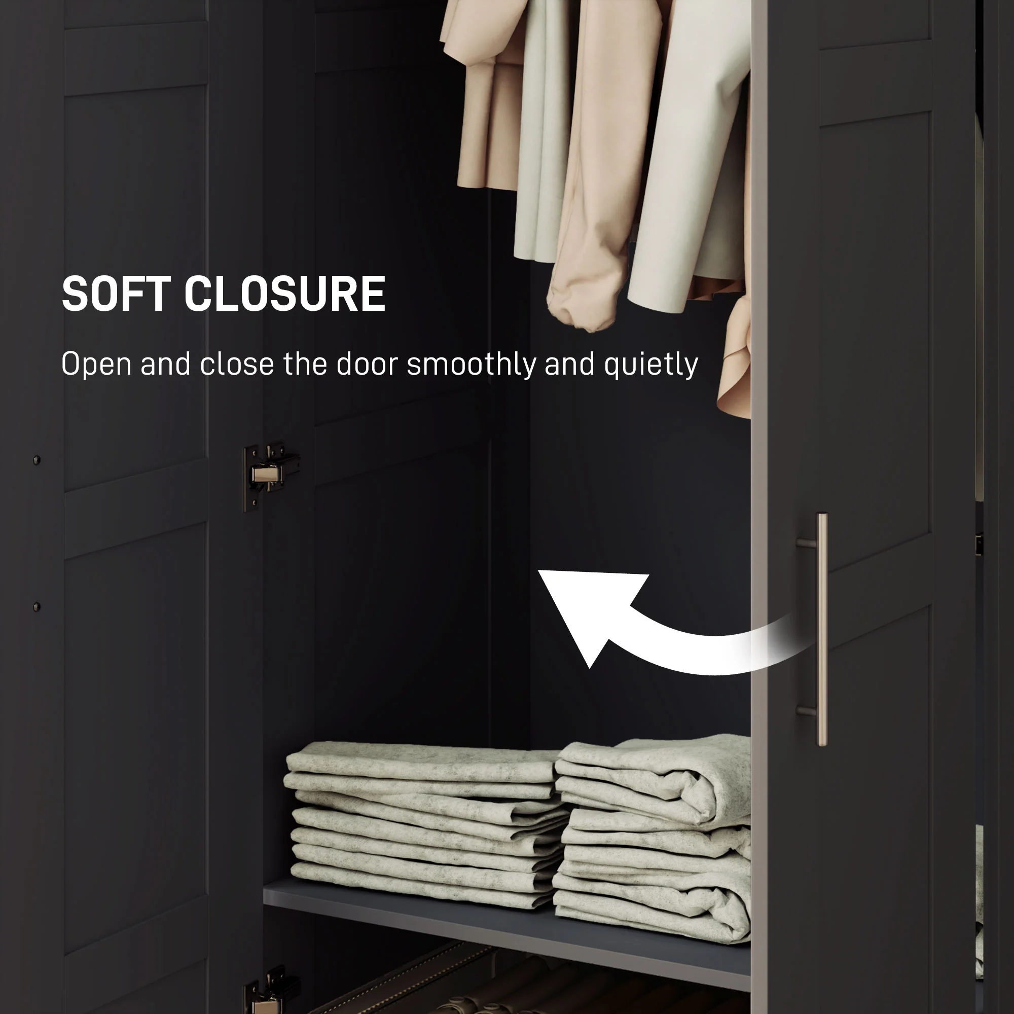 HOMCOM Wardrobe for Bedroom, Double Wardrobe with Hanging Rail - Image 4