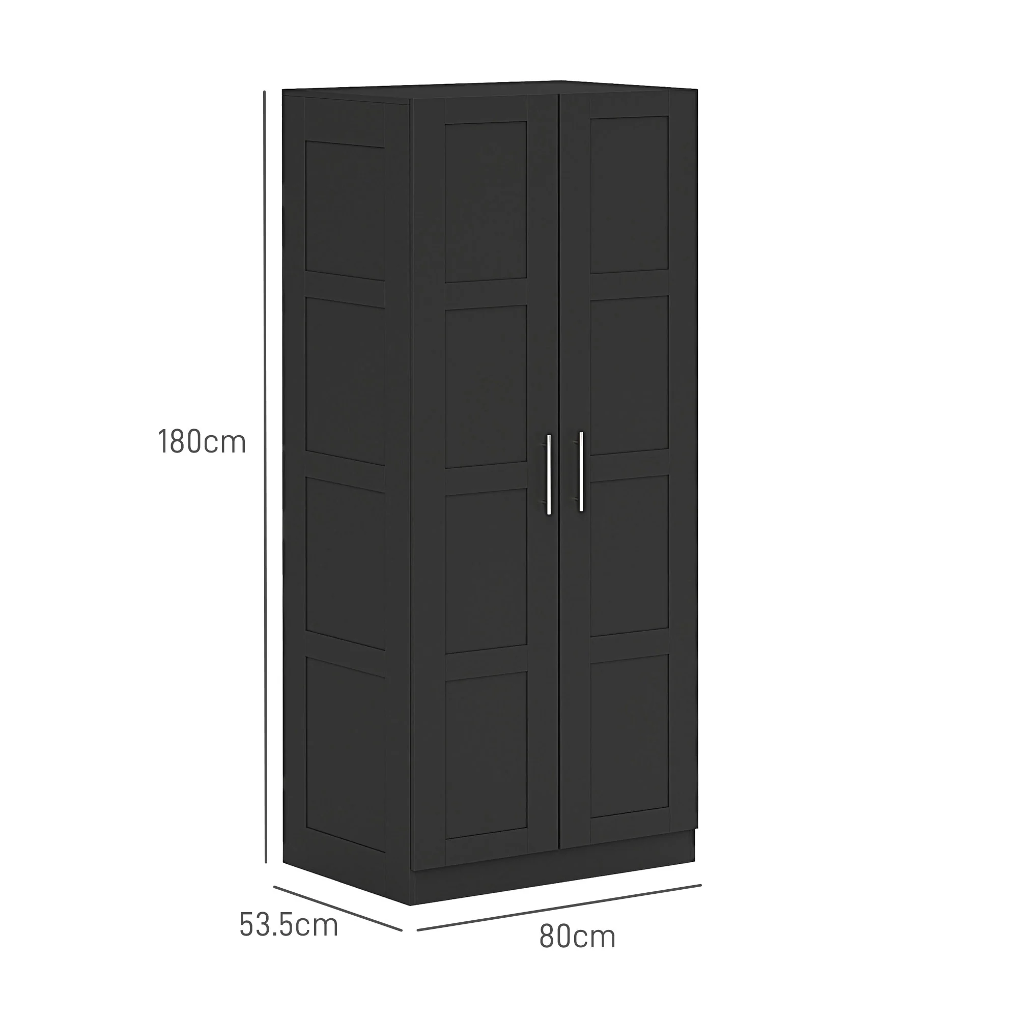 HOMCOM Wardrobe for Bedroom, Double Wardrobe with Hanging Rail - Image 5