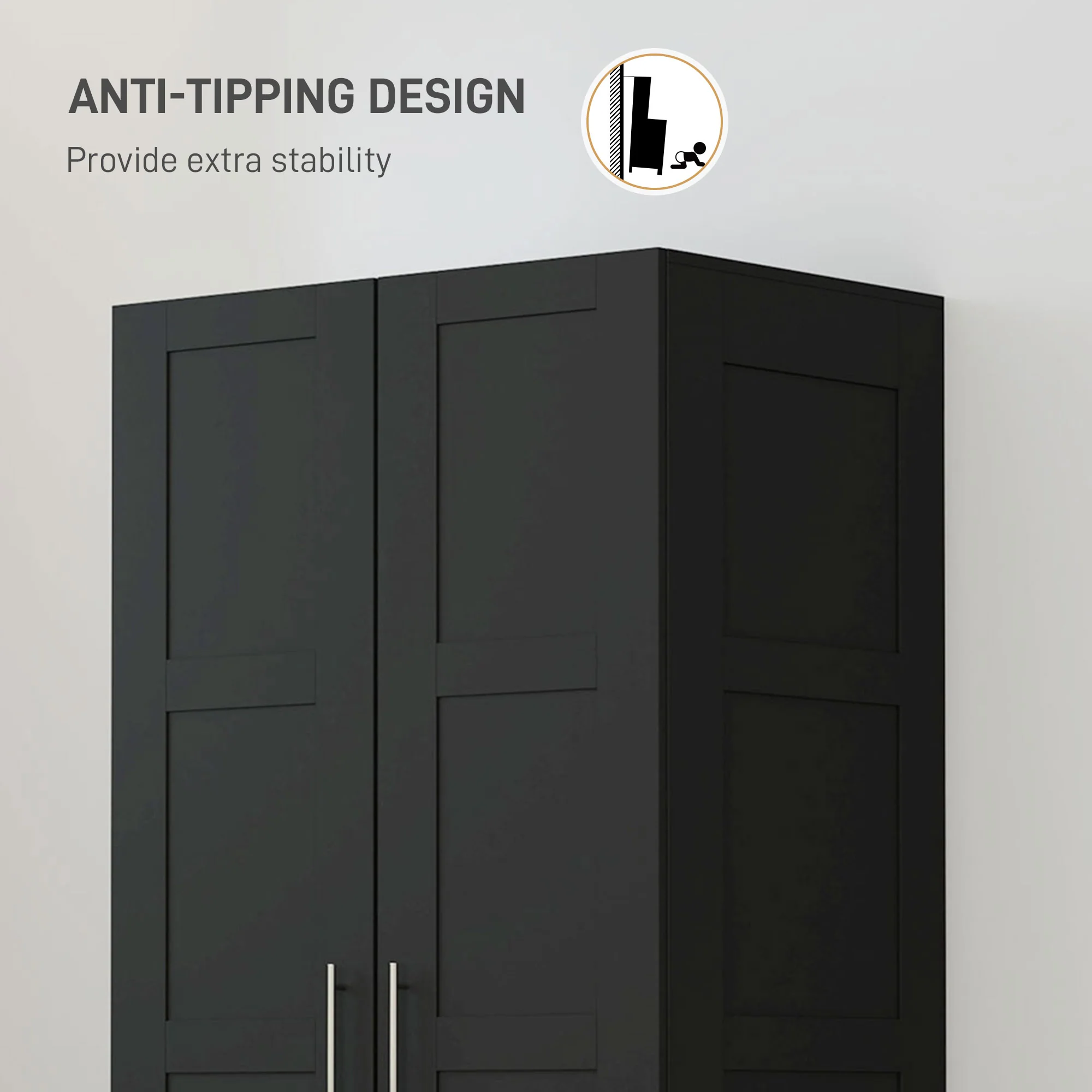 HOMCOM Wardrobe for Bedroom, Double Wardrobe with Hanging Rail - Image 6