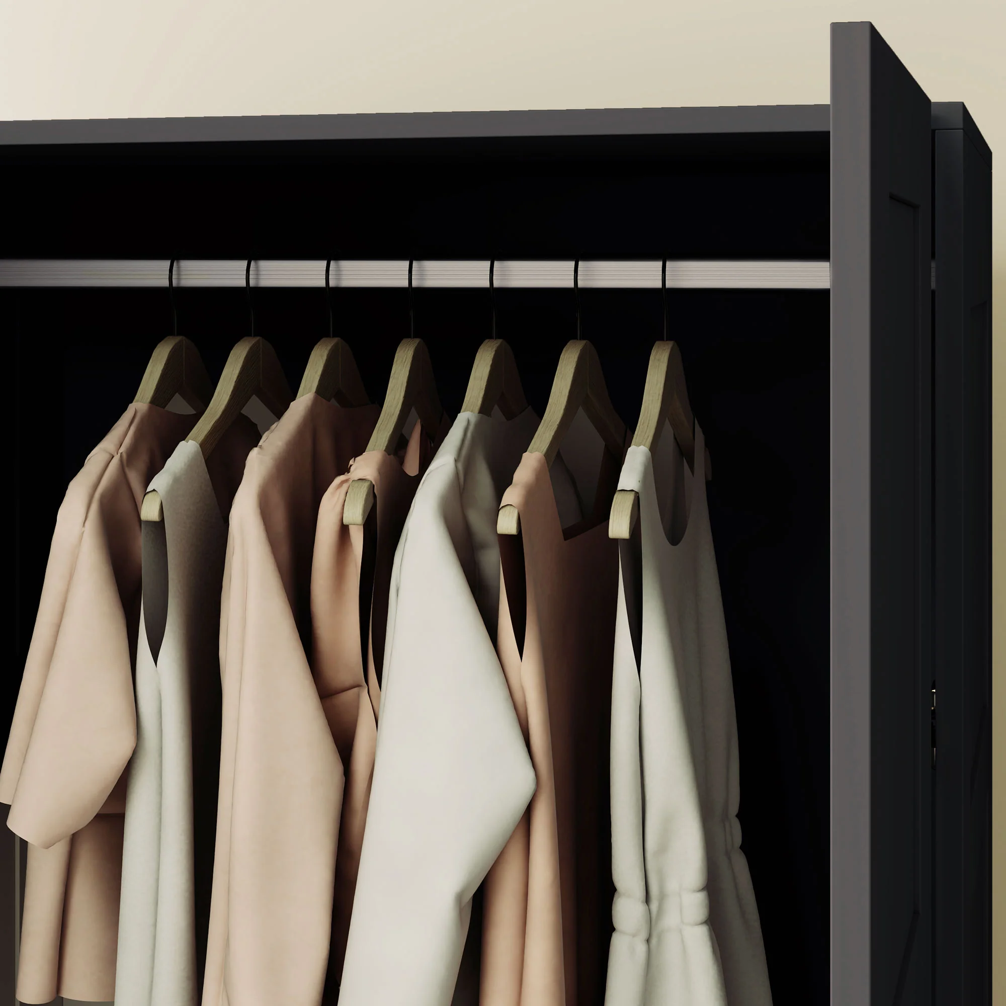 HOMCOM Wardrobe for Bedroom, Double Wardrobe with Hanging Rail - Image 8