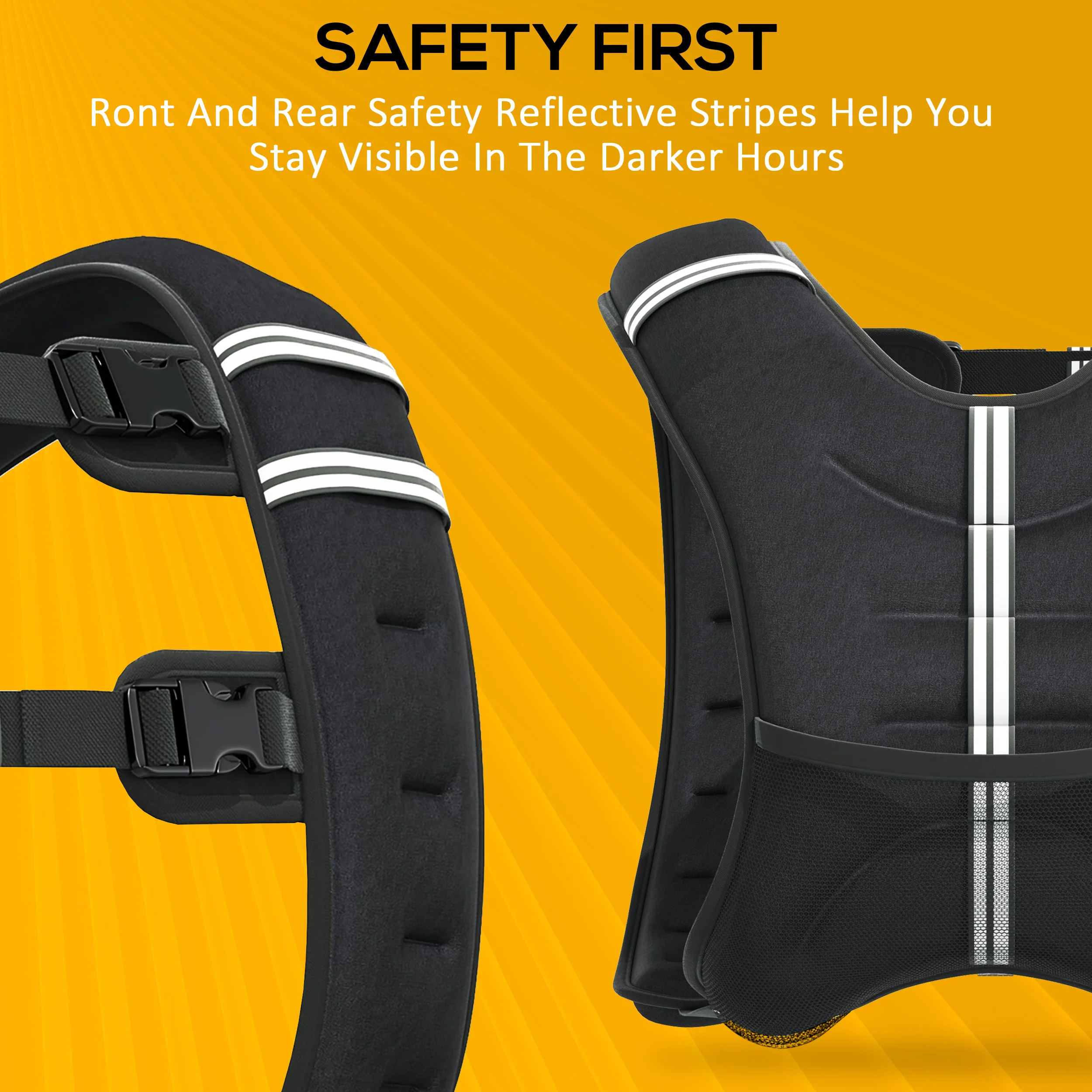 HOMCOM Weighted Vest With Adjustable Straps, Pocket, Reflective Strips - Image 7