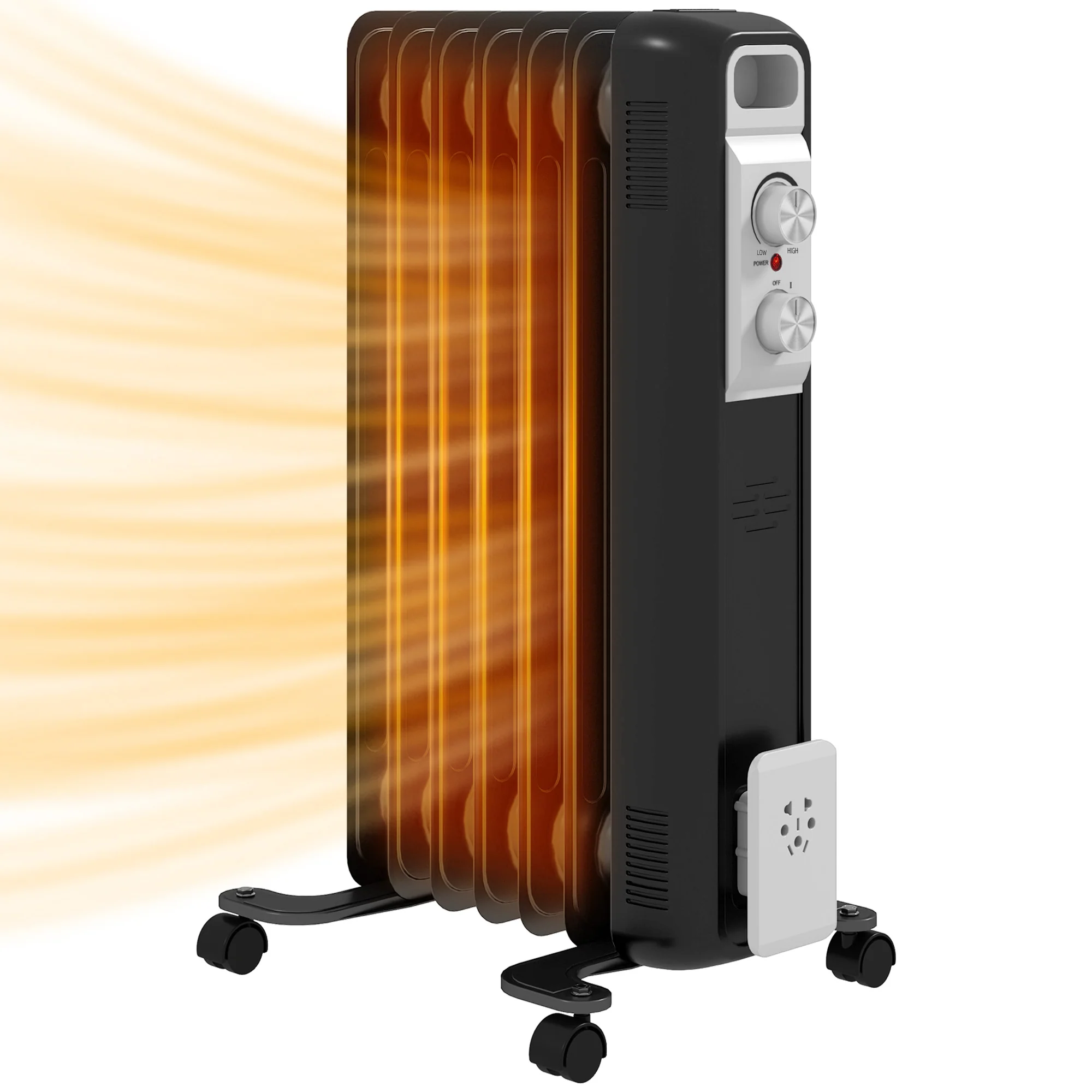 HOMCOM White 1500W 7 Fin Oil Filled Heater Radiator For Home - Image 10