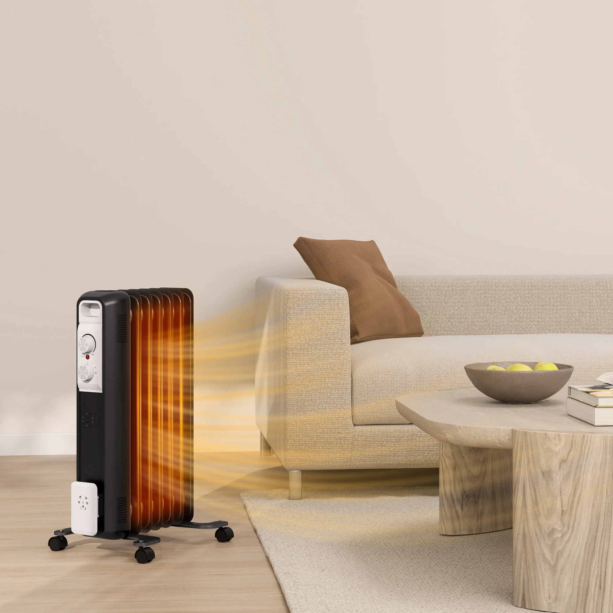 HOMCOM White 1500W 7 Fin Oil Filled Heater Radiator For Home - Image 11