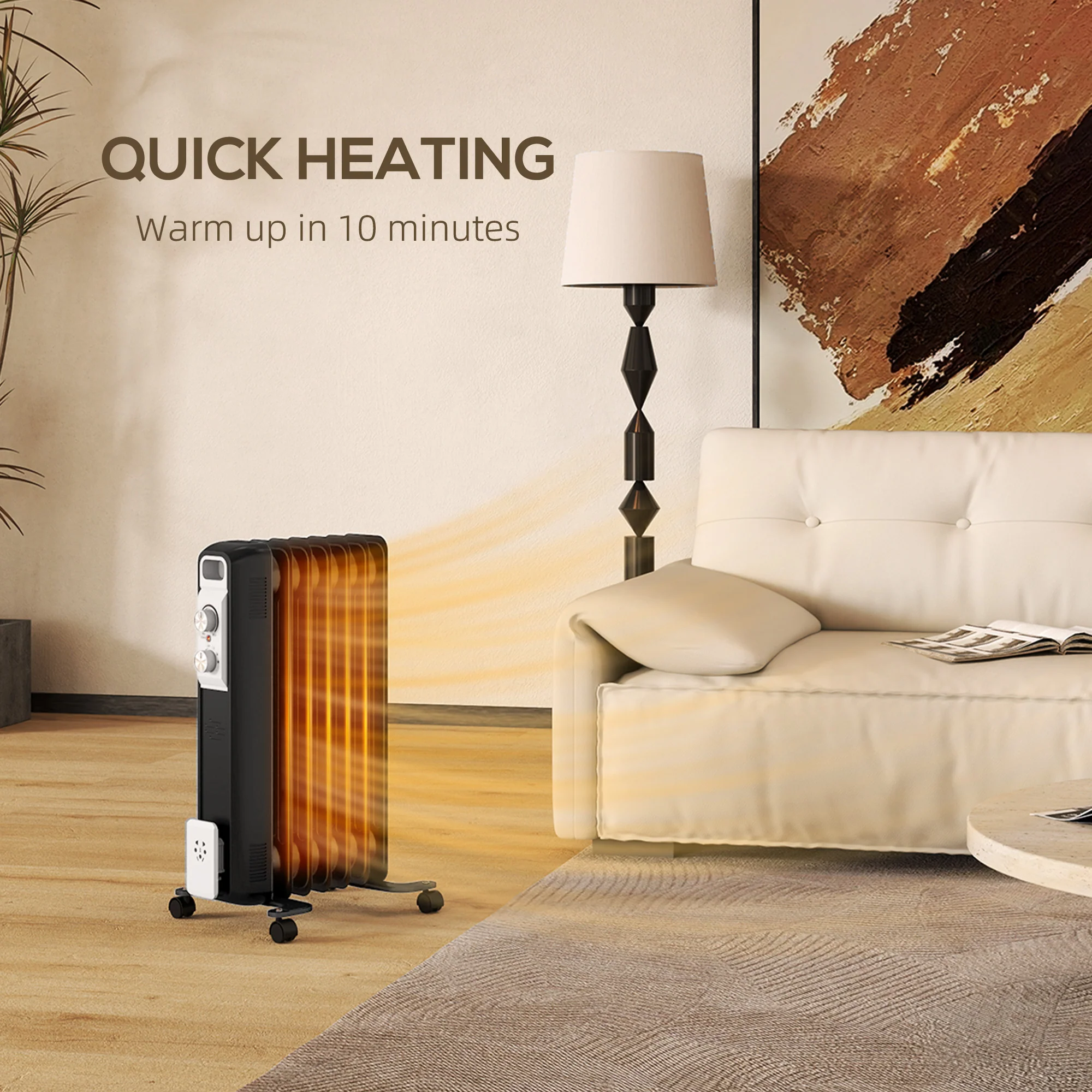 HOMCOM White 1500W 7 Fin Oil Filled Heater Radiator For Home - Image 13