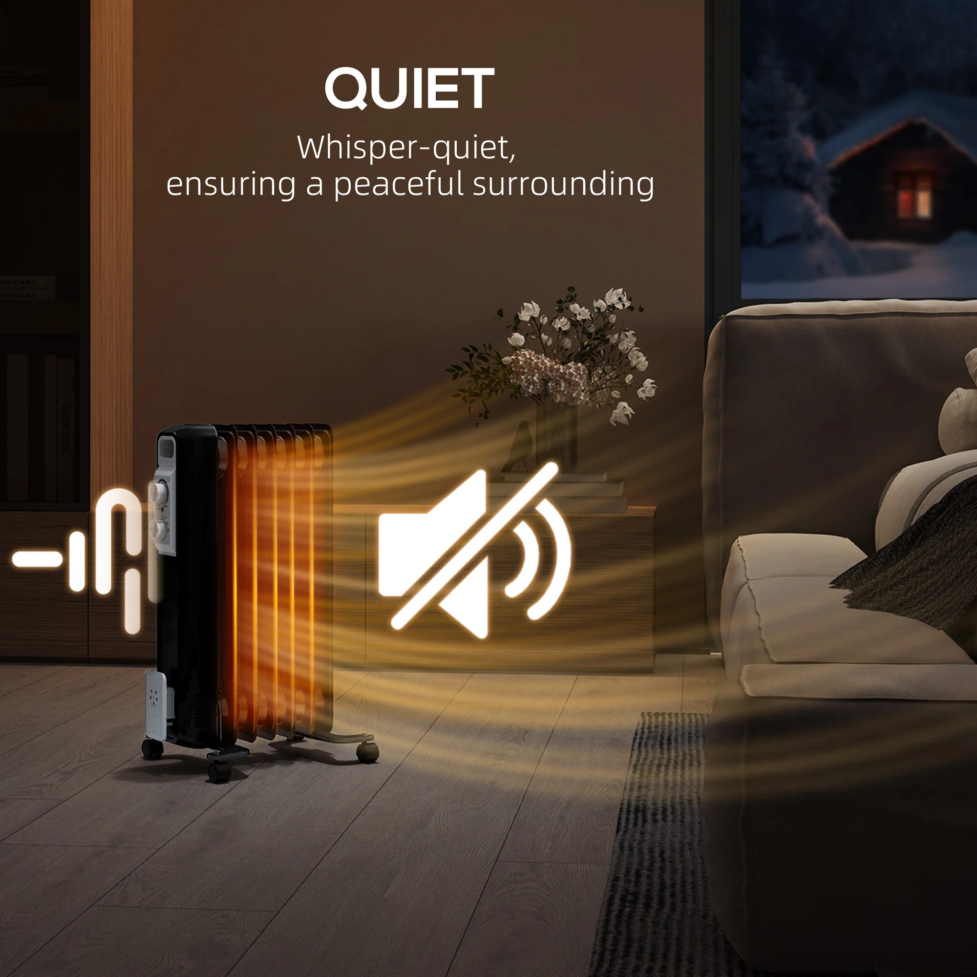 HOMCOM White 1500W 7 Fin Oil Filled Heater Radiator For Home - Image 15