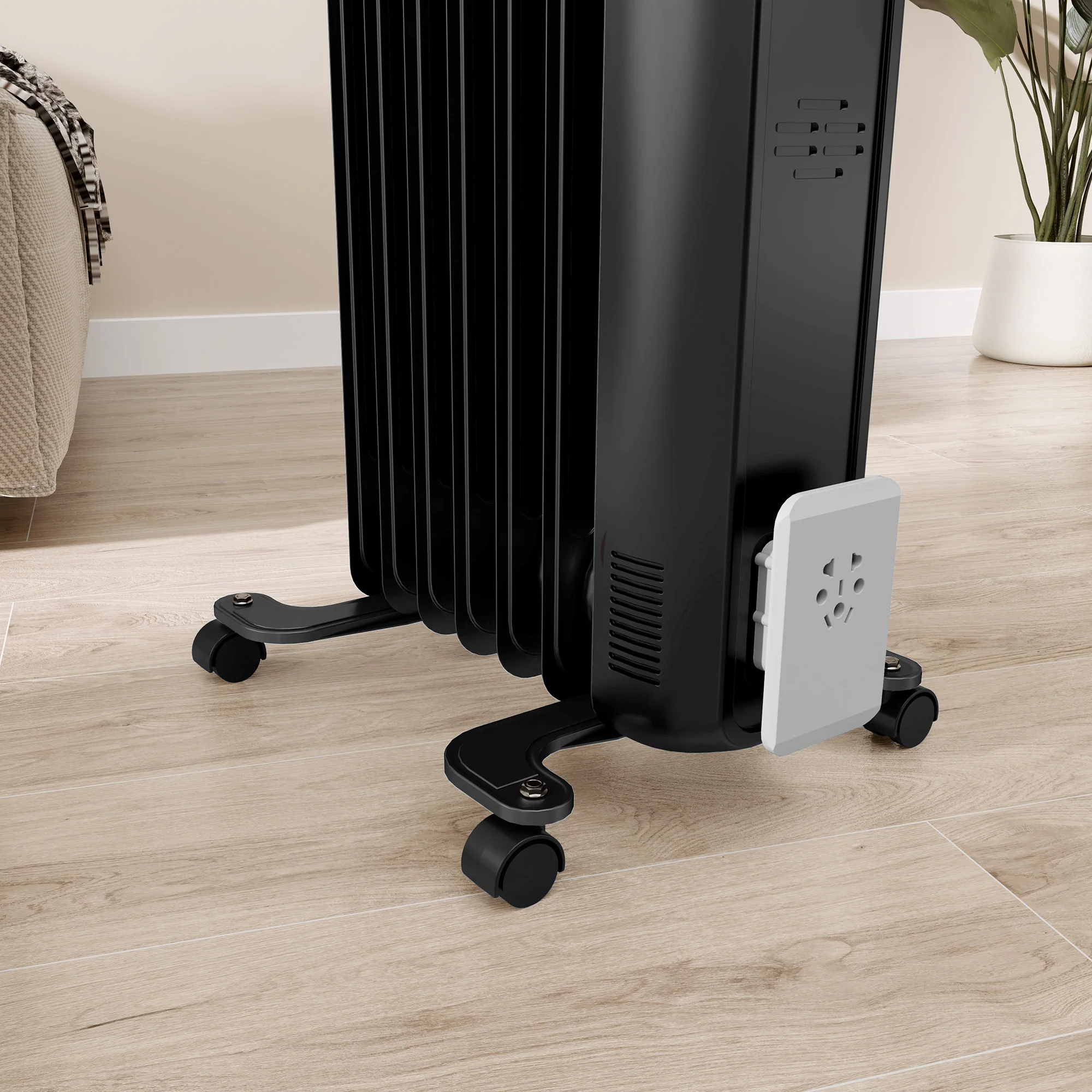 HOMCOM White 1500W 7 Fin Oil Filled Heater Radiator For Home - Image 18