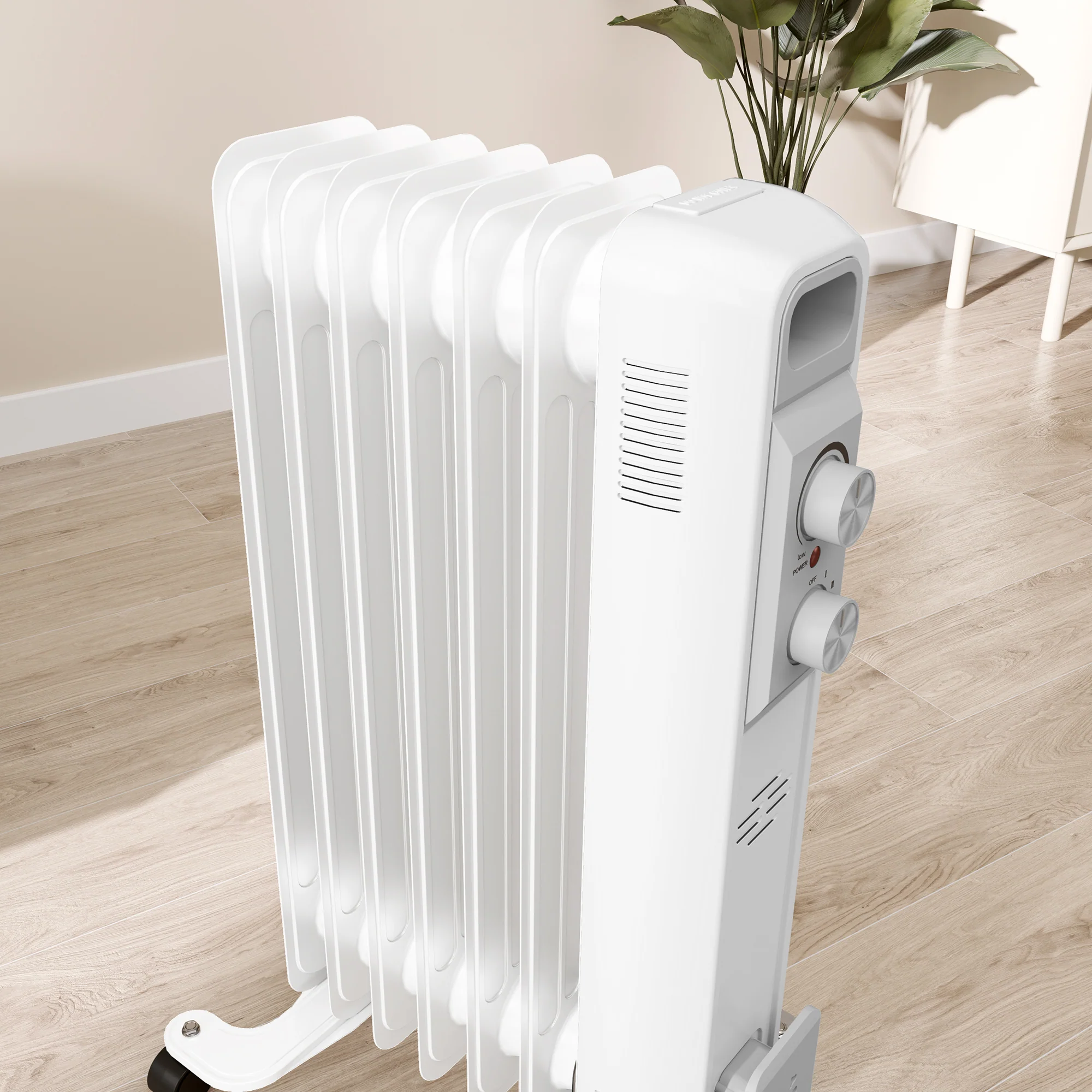 HOMCOM White 1500W 7 Fin Oil Filled Heater Radiator For Home - Image 8