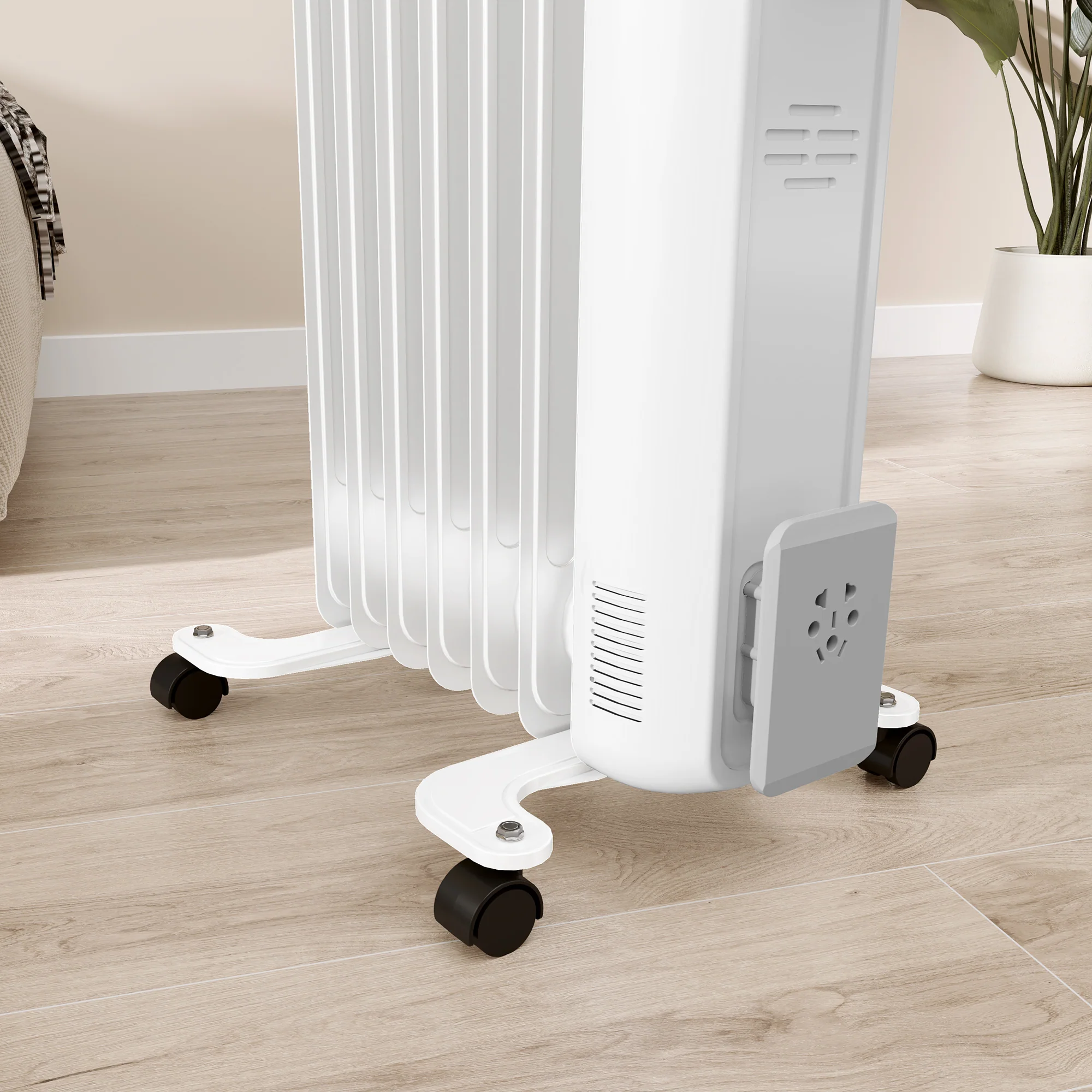 HOMCOM White 1500W 7 Fin Oil Filled Heater Radiator For Home - Image 9