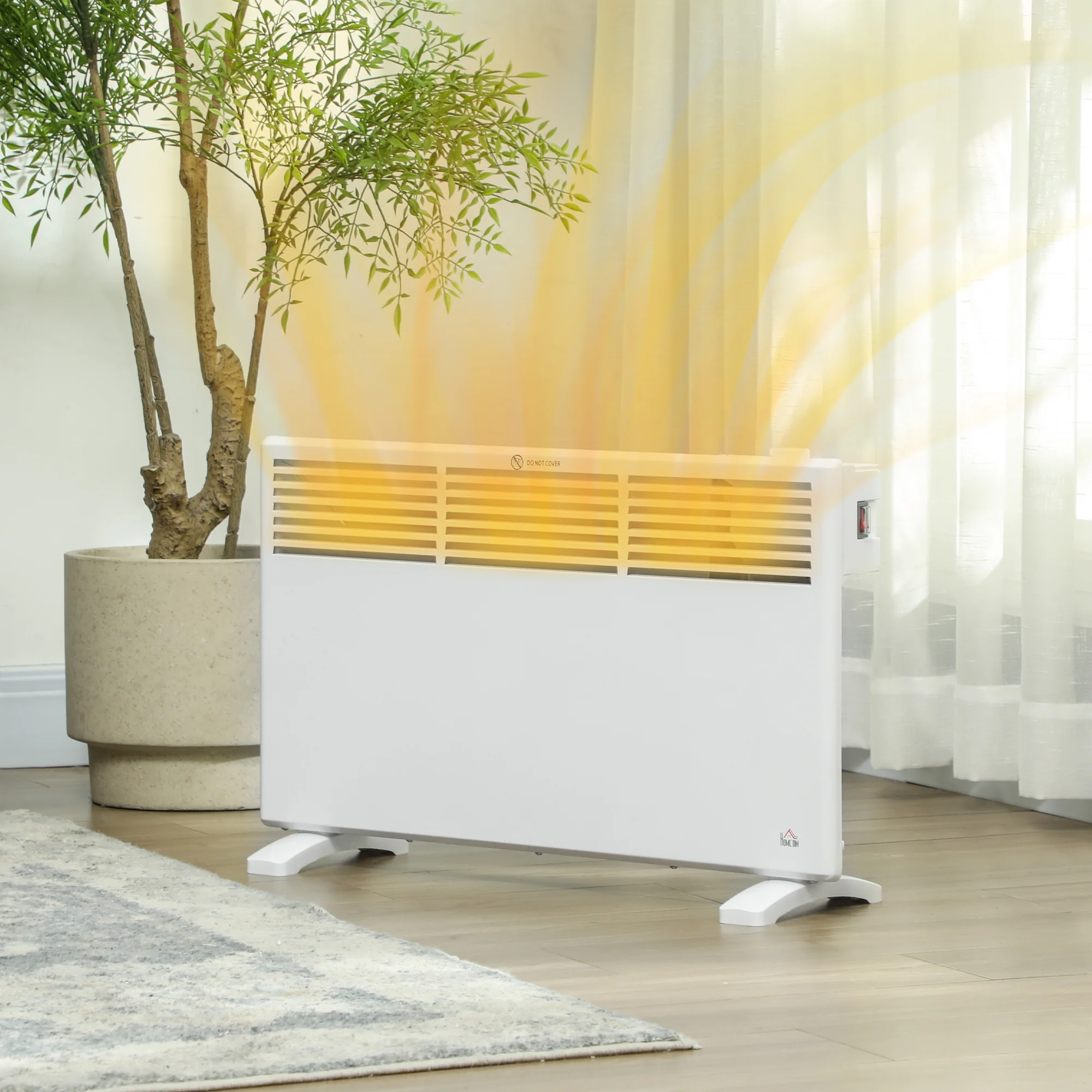 HOMCOM White 1500W Panel Heater, Low Energy Electric Heater For Home - Image 2