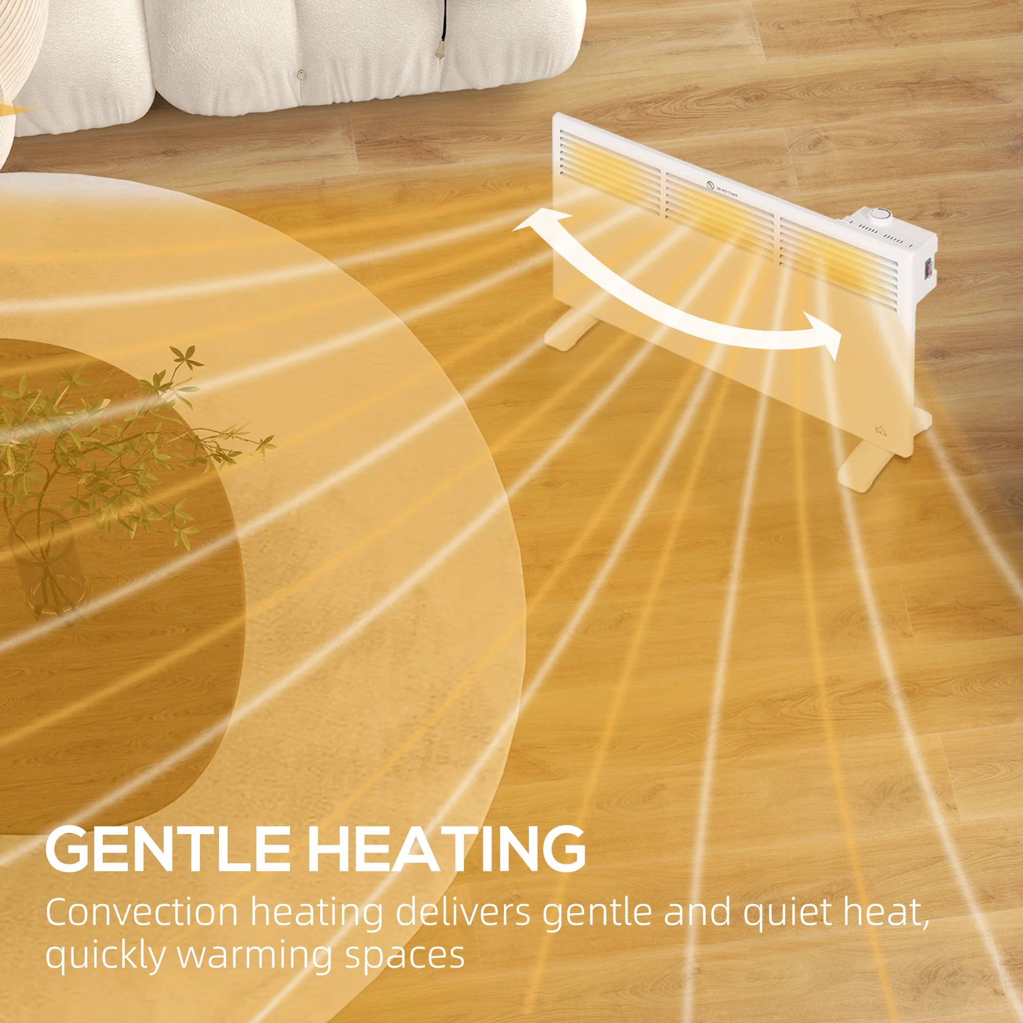 HOMCOM White 1500W Panel Heater, Low Energy Electric Heater For Home - Image 3