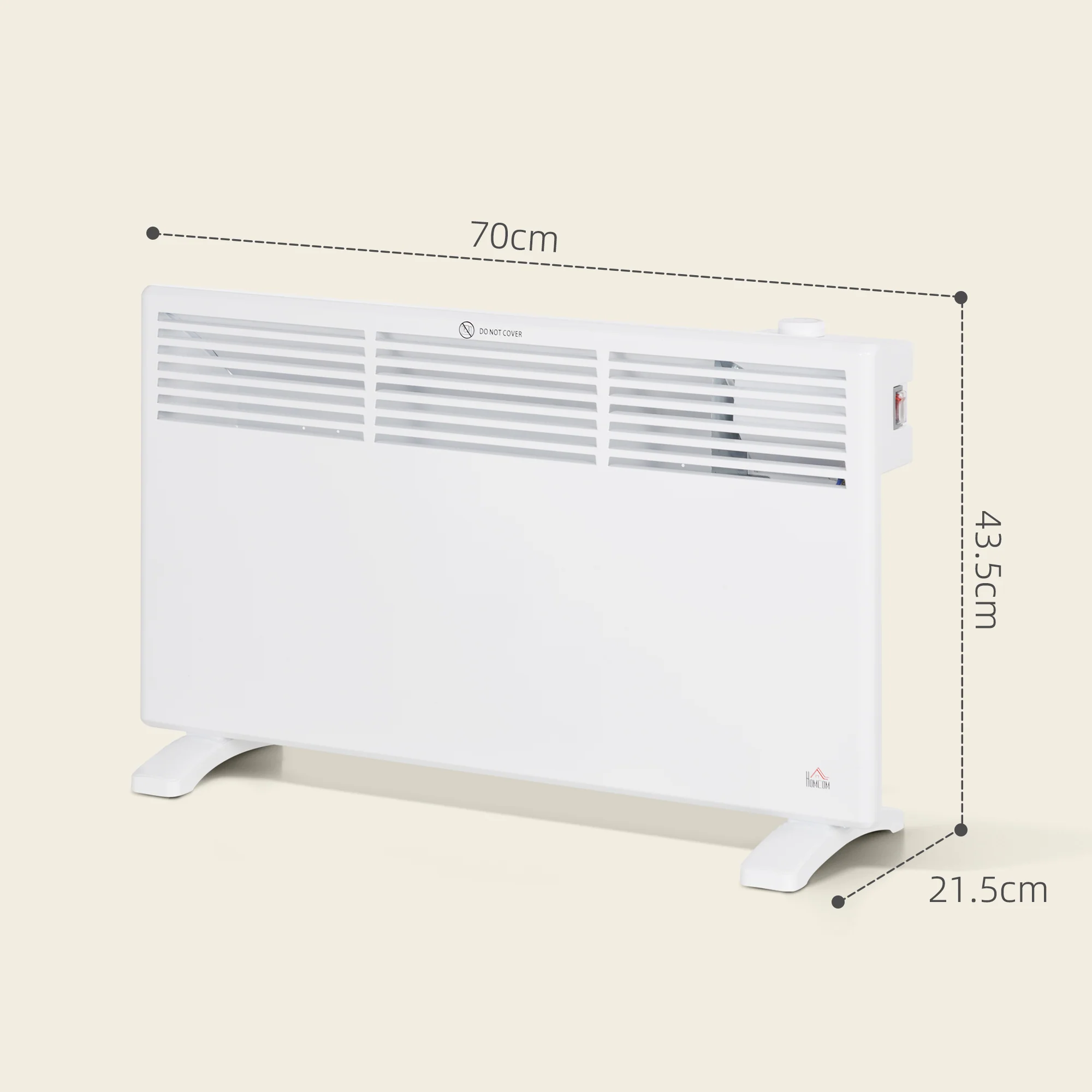 HOMCOM White 1500W Panel Heater, Low Energy Electric Heater For Home - Image 5