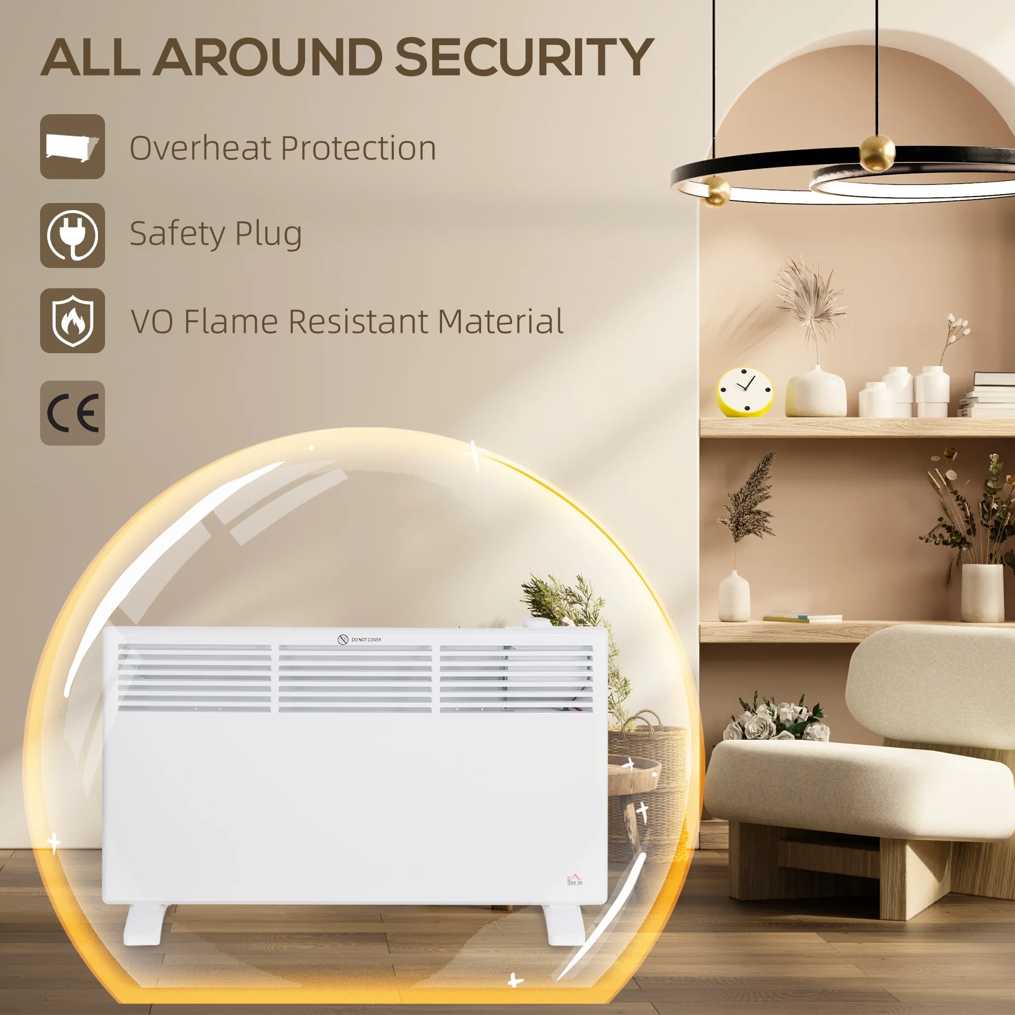 HOMCOM White 1500W Panel Heater, Low Energy Electric Heater For Home - Image 6
