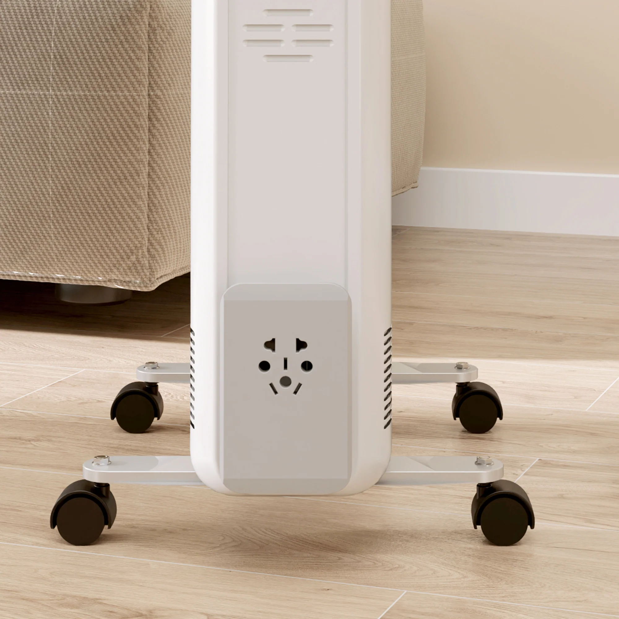 HOMCOM White 2000W 9 Fin Oil Filled Heater Radiator For Home - Image 9