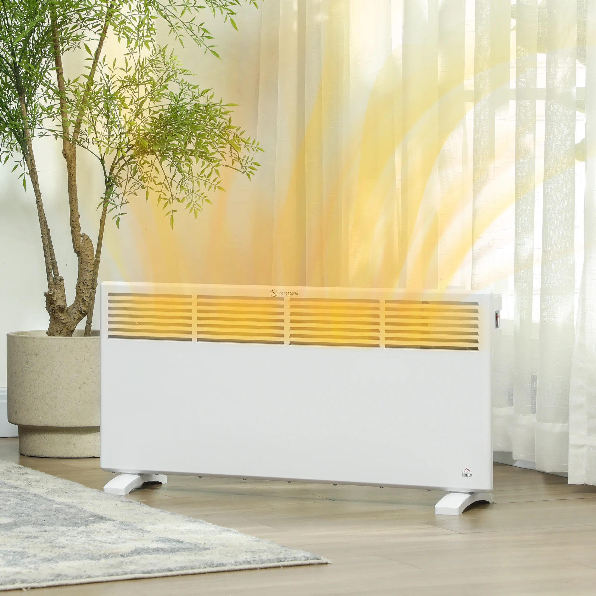 HOMCOM White 2000W Panel Heater, Low Energy Electric Heater For Home - Image 2