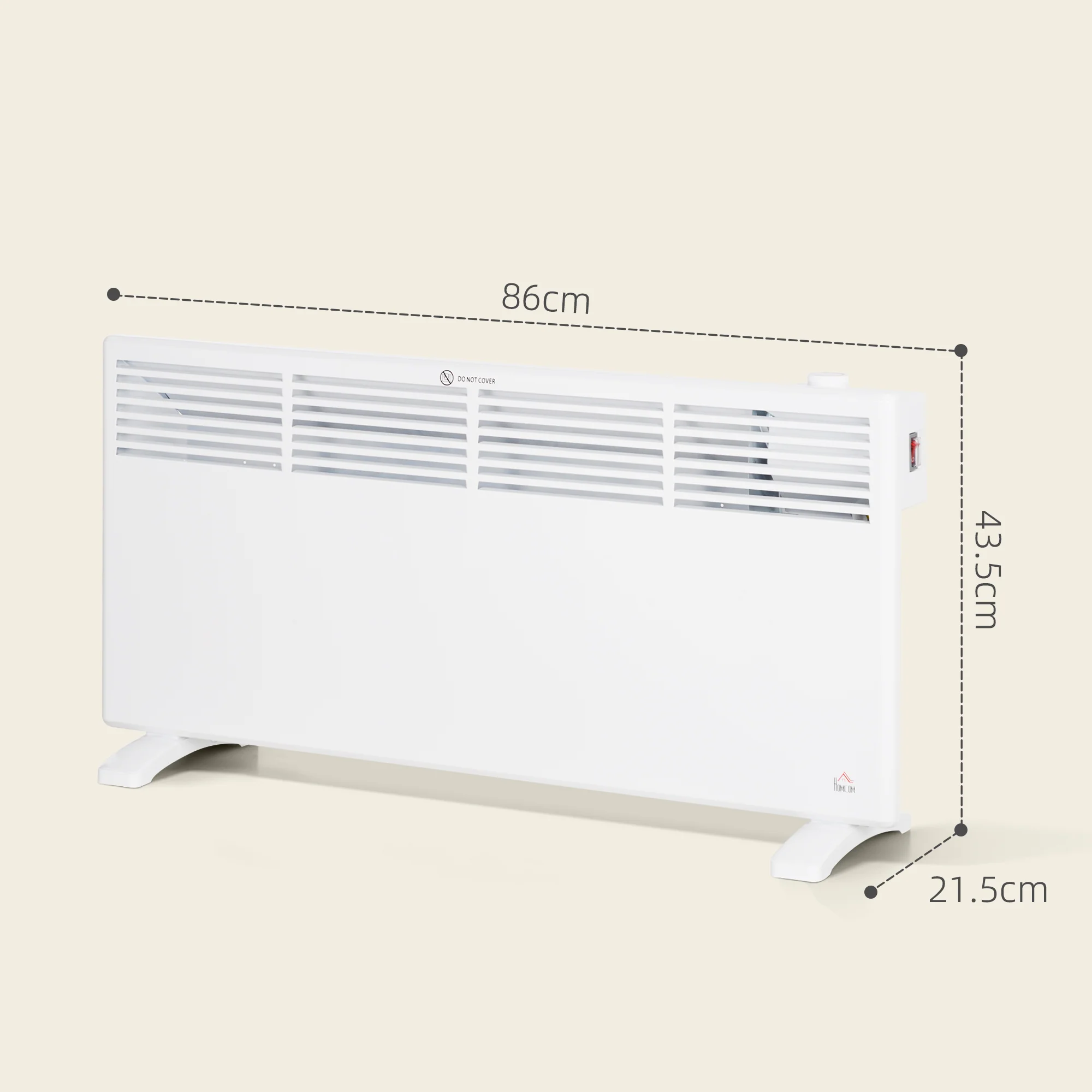 HOMCOM White 2000W Panel Heater, Low Energy Electric Heater For Home - Image 5