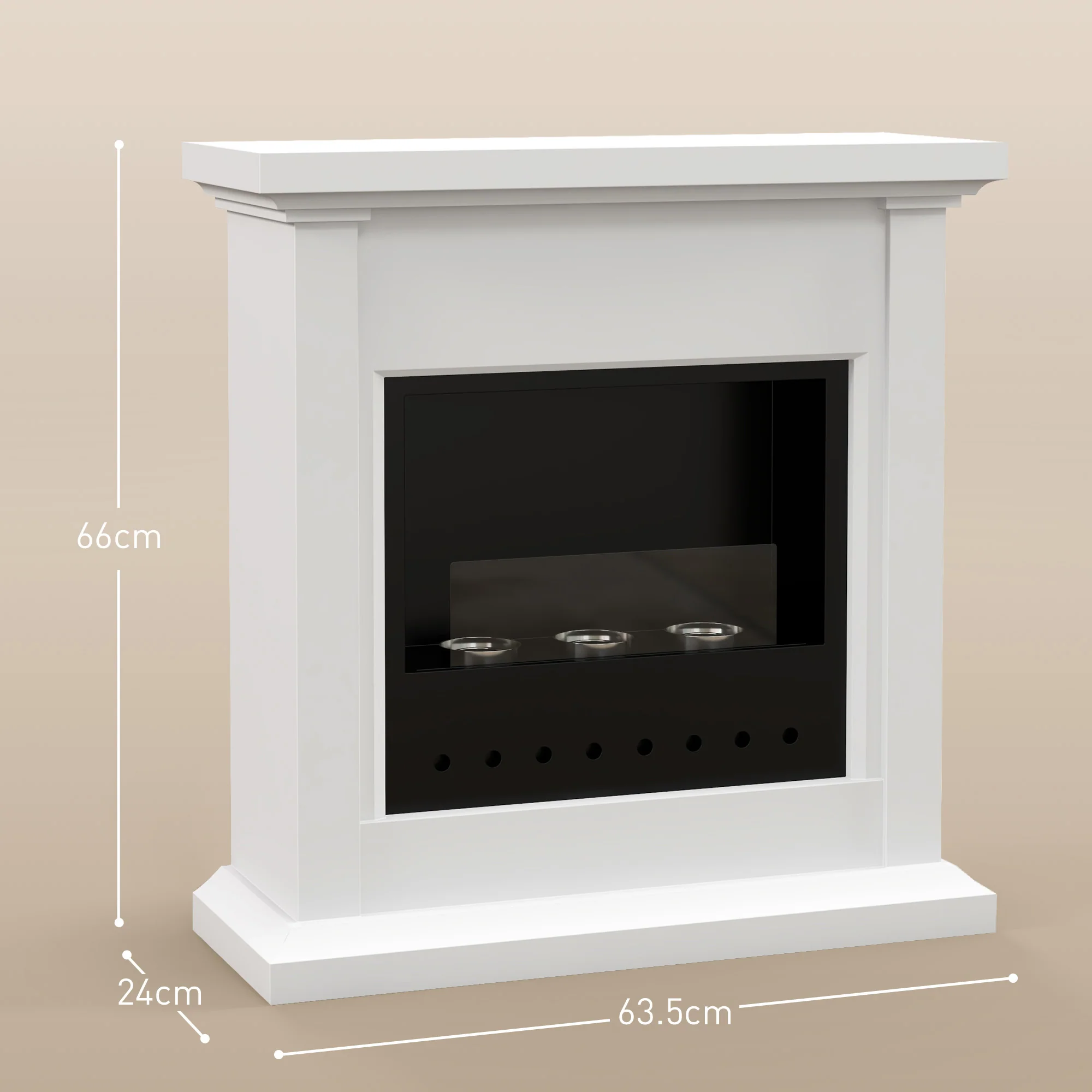 HOMCOM White Bioethanol Fire, Ethanol and Gel Fireplace, 3 Hours Burns - Image 5