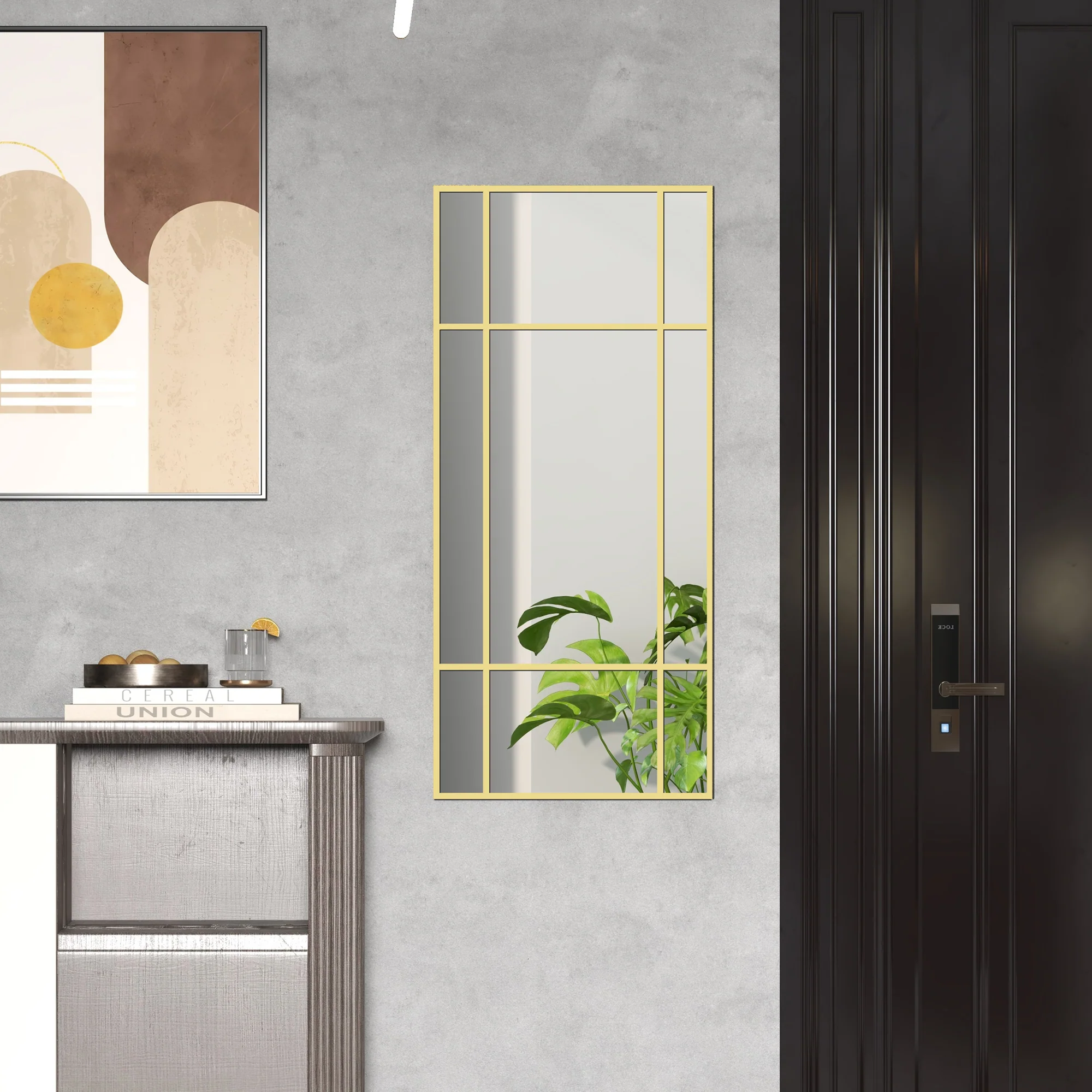 HOMCOM Window Style Vanity Mirror 110 X 50cm Hanging Wall Mirror Gold Tone - Image 9