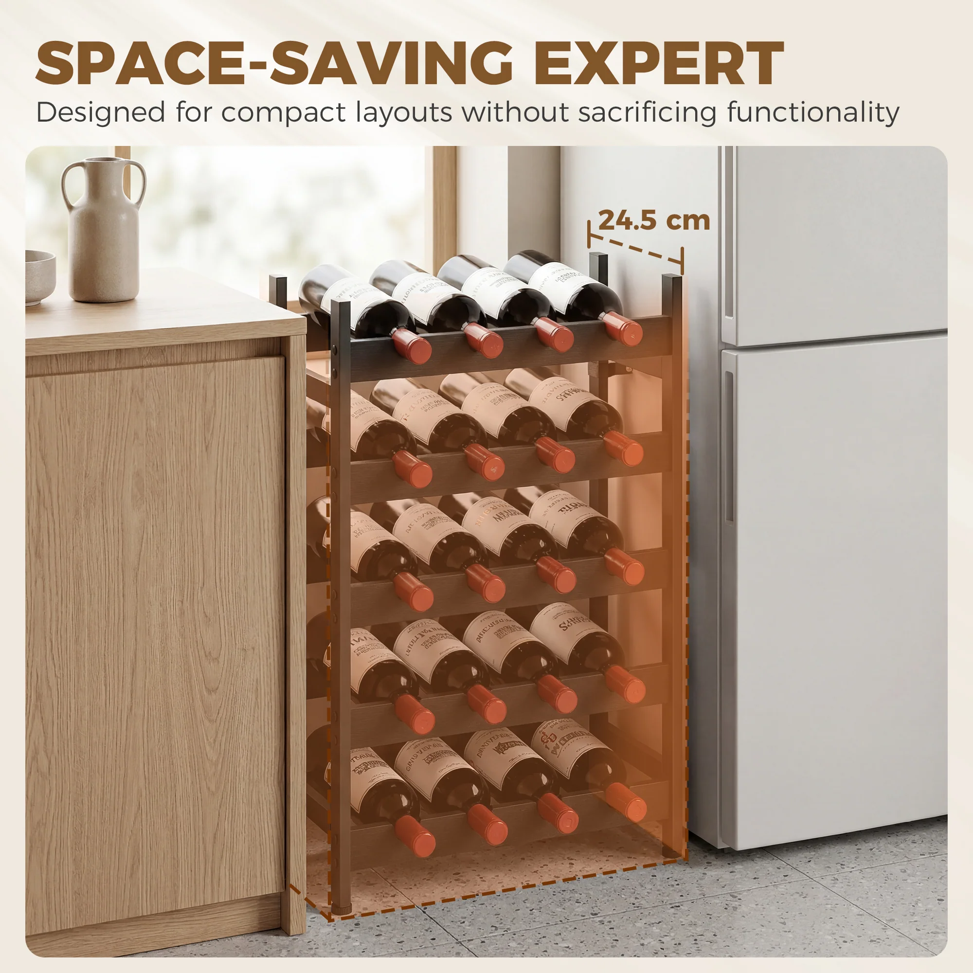 HOMCOM Wine Rack Freestanding 5-Tier 20-Bottle Capacity Black - Image 4