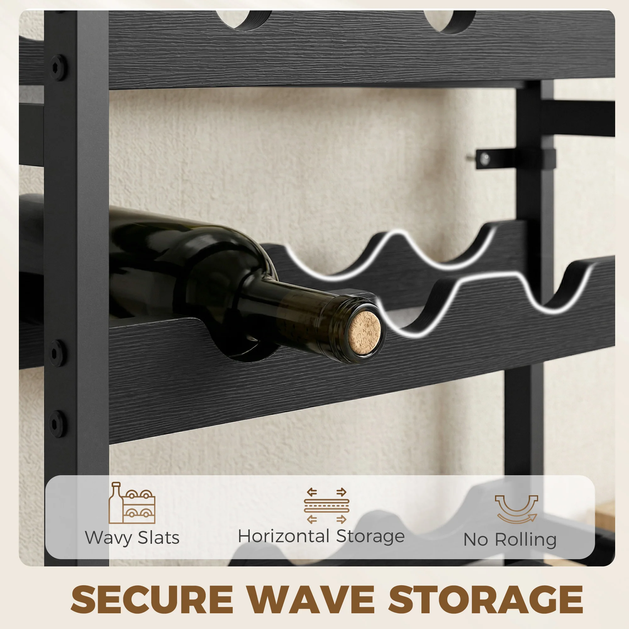 HOMCOM Wine Rack Freestanding 5-Tier 20-Bottle Capacity Black - Image 6