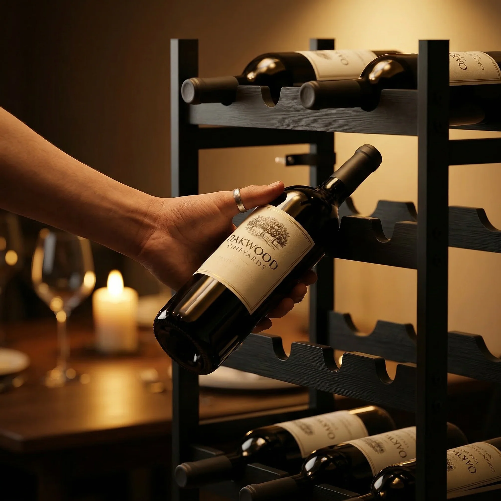 HOMCOM Wine Rack Freestanding 5-Tier 20-Bottle Capacity Black - Image 9