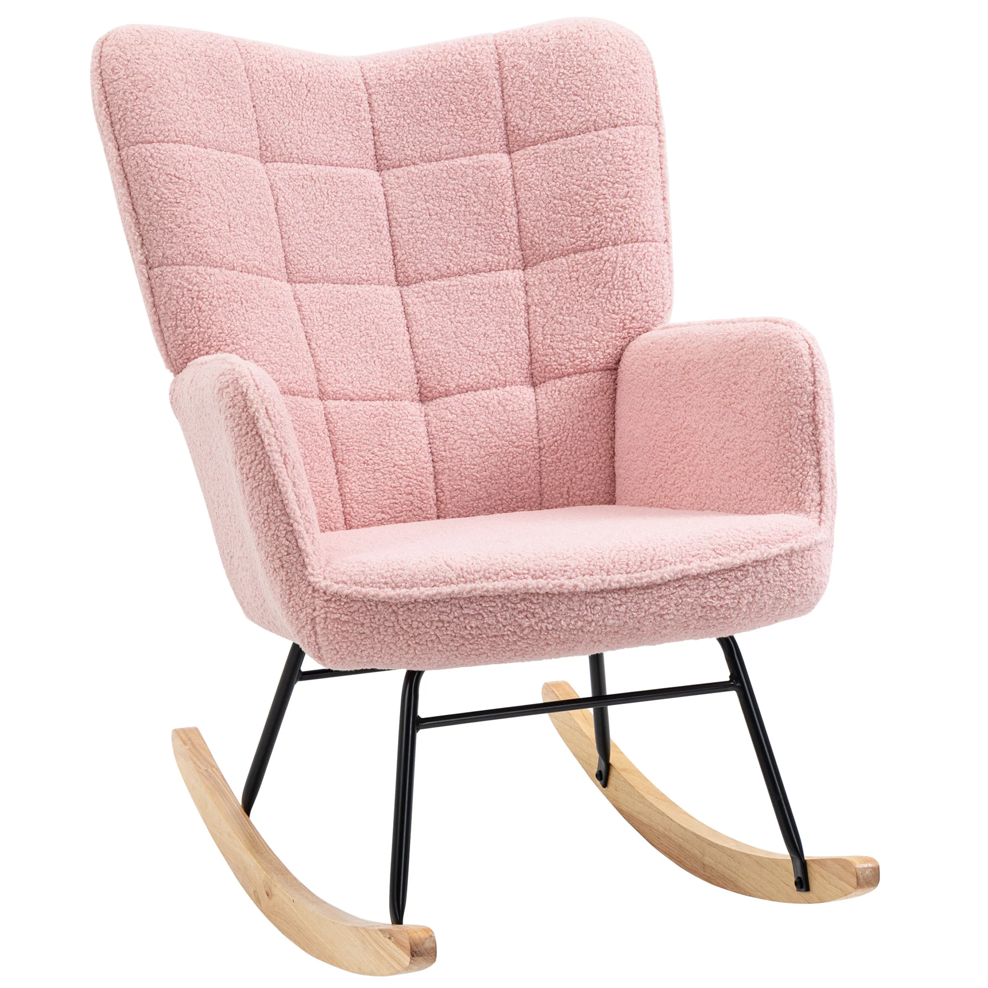 HOMCOM Wingback Rocking Chair for Nursing w/ Steel Frame - Image 10