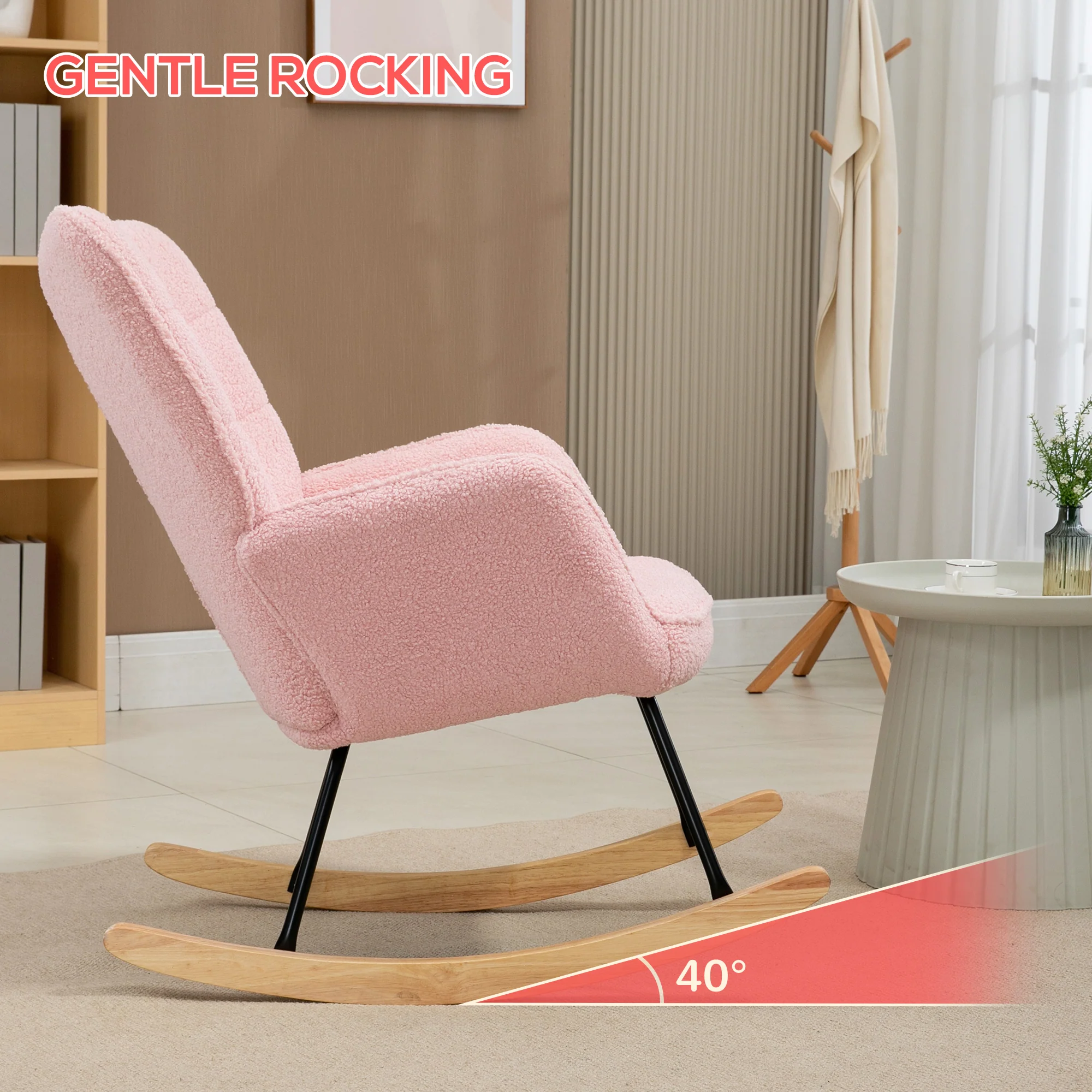HOMCOM Wingback Rocking Chair for Nursing w/ Steel Frame - Image 12