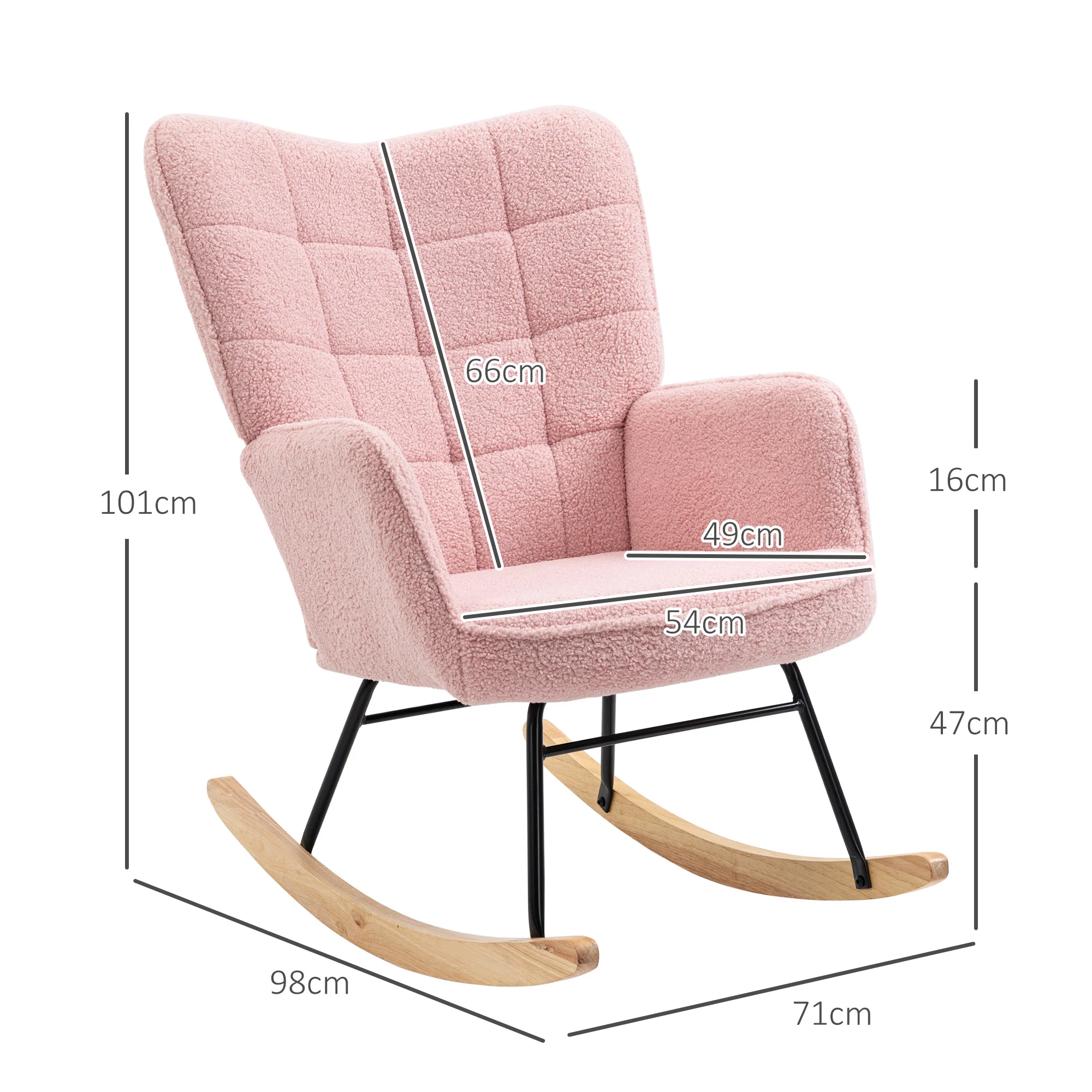 HOMCOM Wingback Rocking Chair for Nursing w/ Steel Frame - Image 14