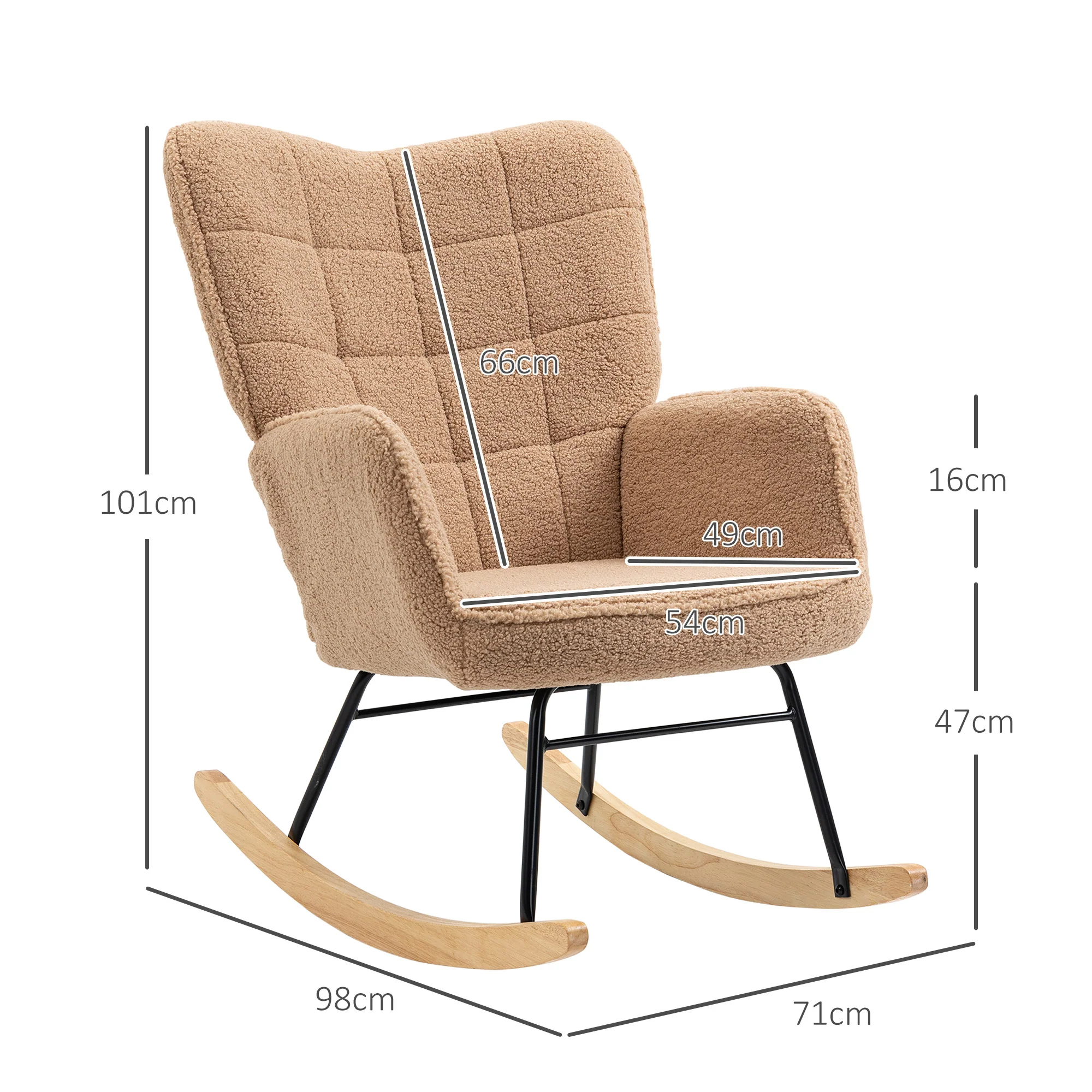 HOMCOM Wingback Rocking Chair for Nursing w/ Steel Frame - Image 5