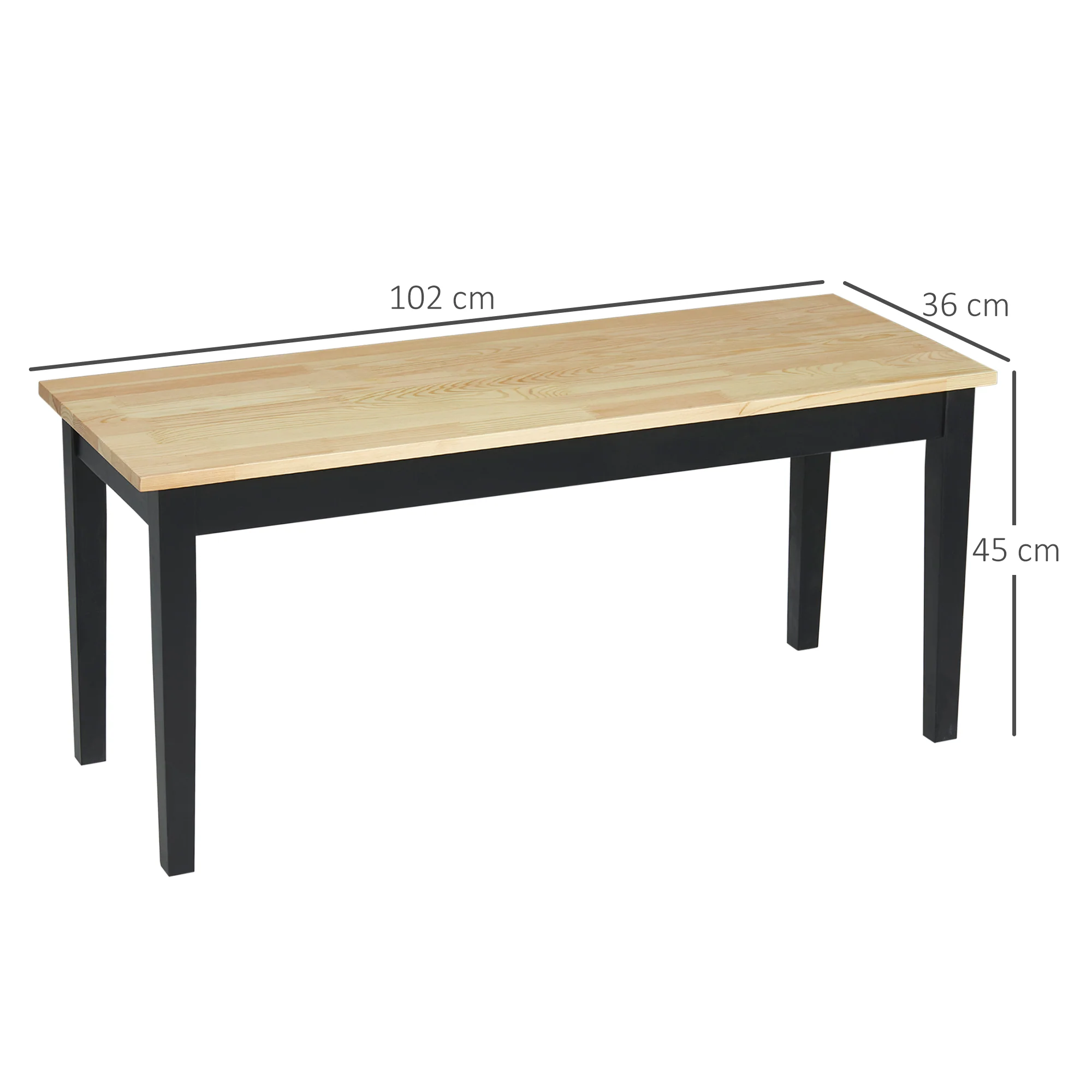 HOMCOM Wood Dining Bench Wooden Bench For 2 People, Black - Image 5