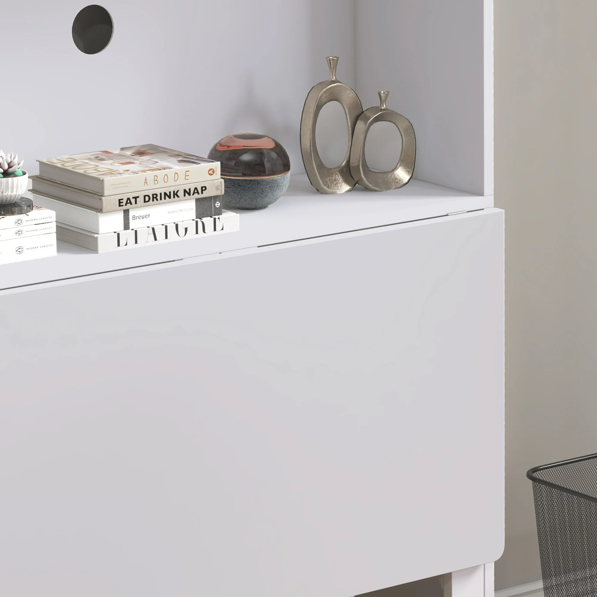 HOMCOM Writing Desk With Foldable Desktop For Bedroom, Home Office, White - Image 8