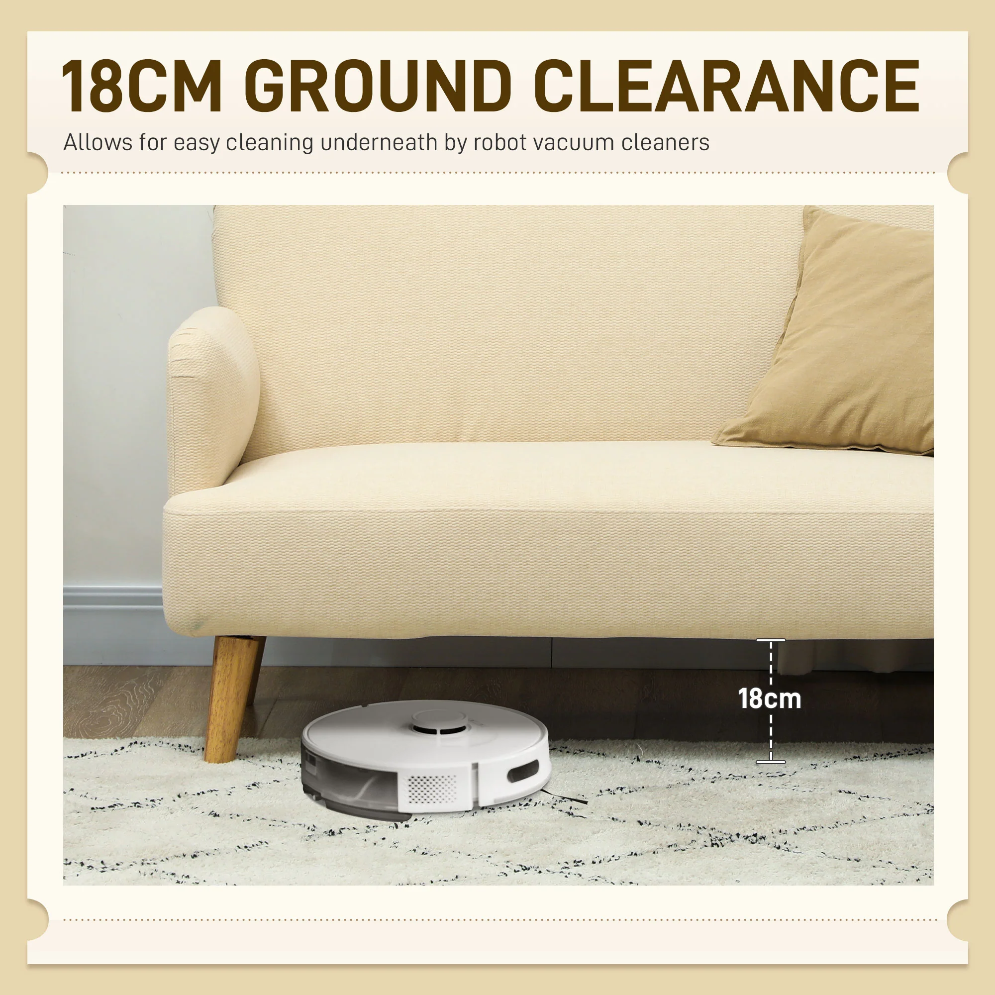 HOMCOM 2 Seater Sofa With 21cm Thick Padding And Wood Legs - Cream/Grey/Yellow - Image 15