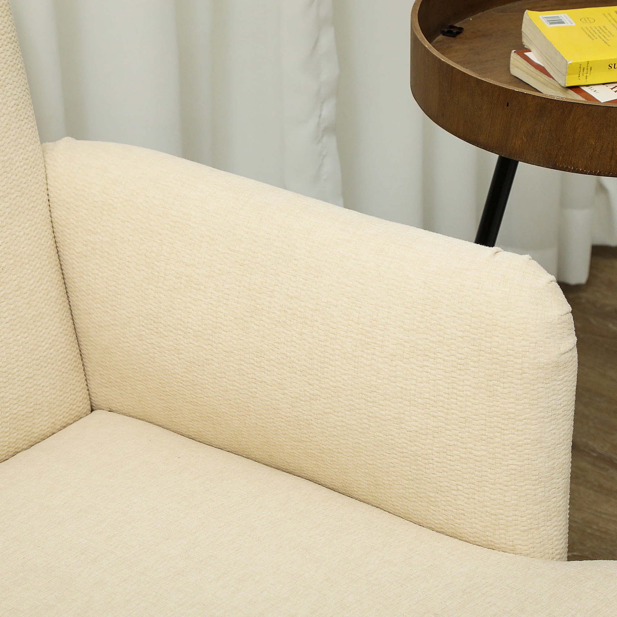 HOMCOM 2 Seater Sofa With 21cm Thick Padding And Wood Legs - Cream/Grey/Yellow - Image 16