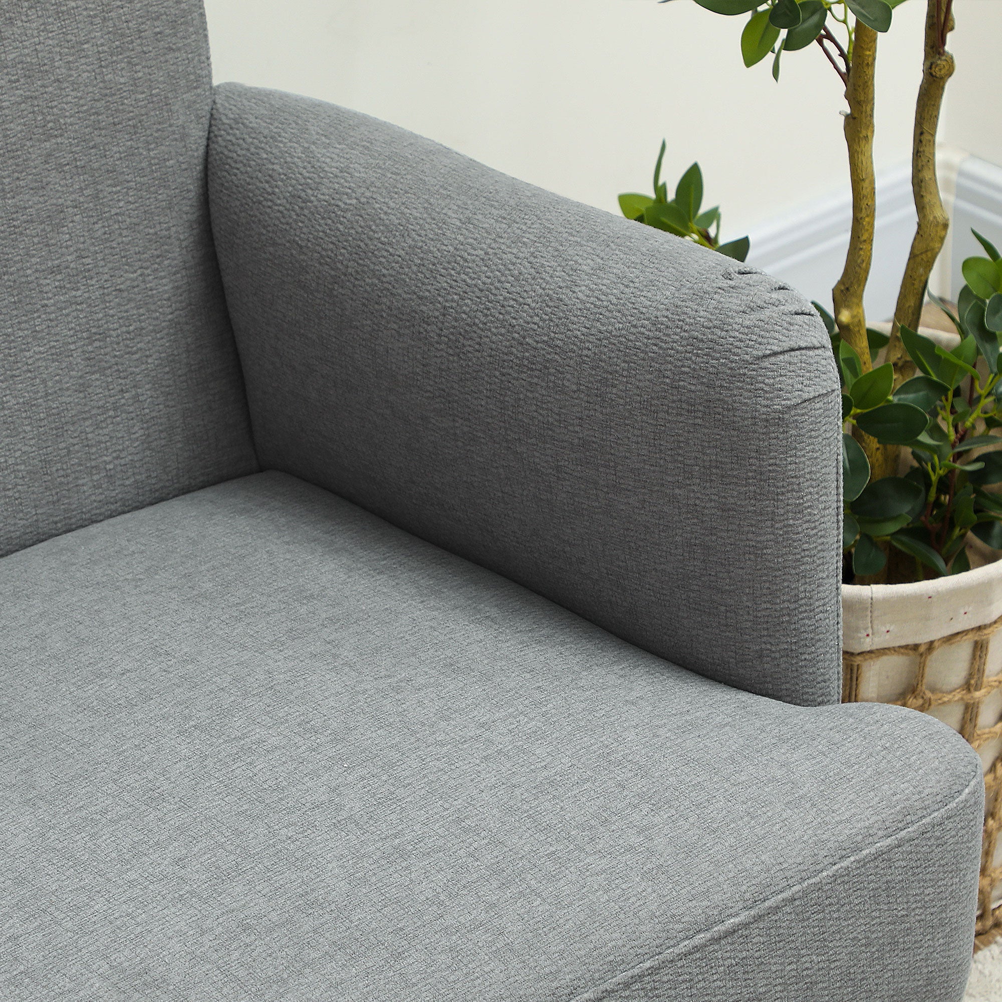 HOMCOM 2 Seater Sofa With 21cm Thick Padding And Wood Legs - Cream/Grey/Yellow - Image 23