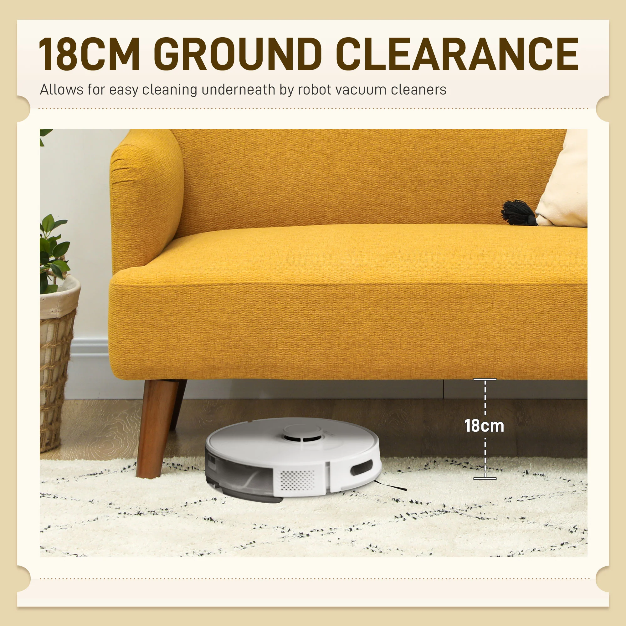 HOMCOM 2 Seater Sofa With 21cm Thick Padding And Wood Legs - Cream/Grey/Yellow - Image 6