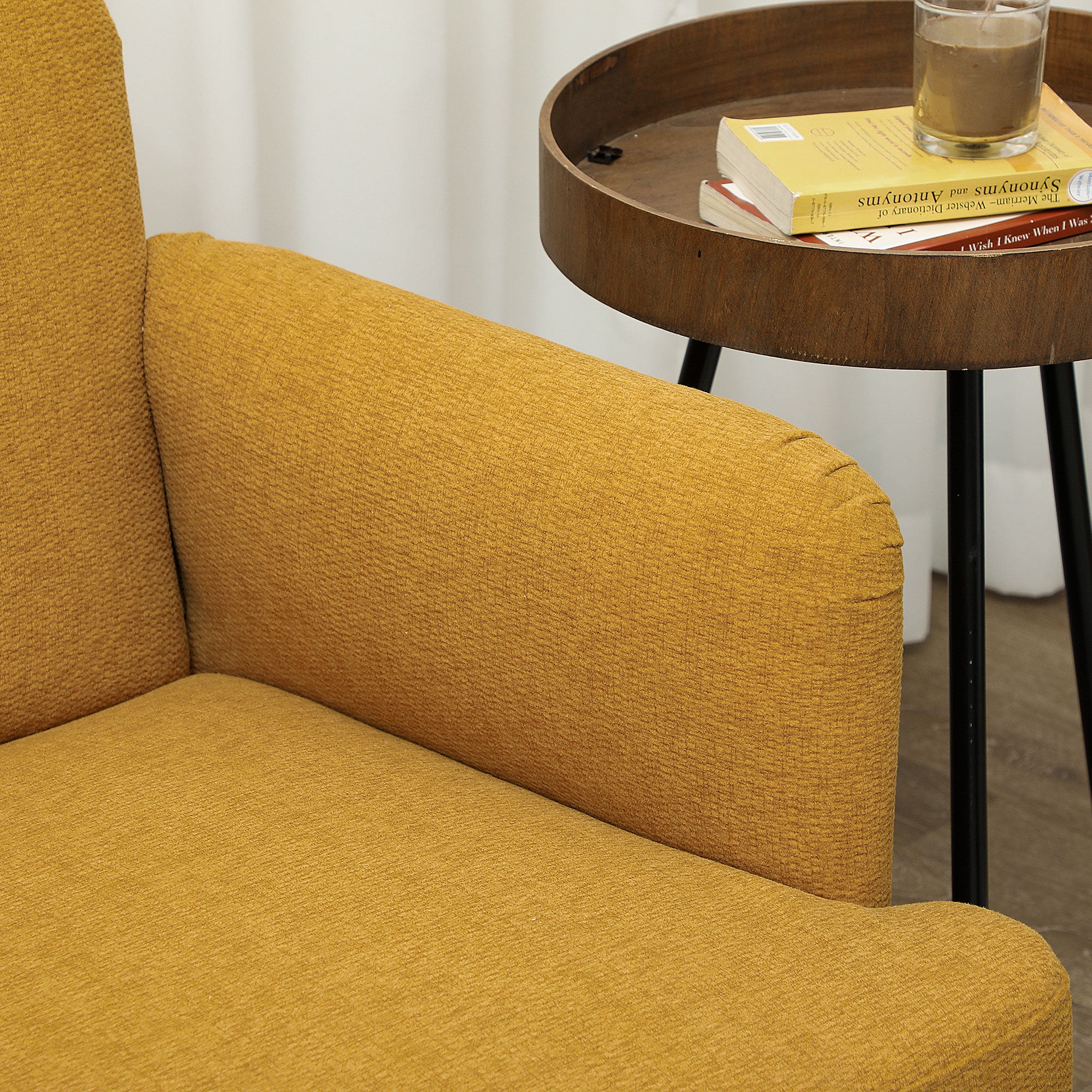 HOMCOM 2 Seater Sofa With 21cm Thick Padding And Wood Legs - Cream/Grey/Yellow - Image 7