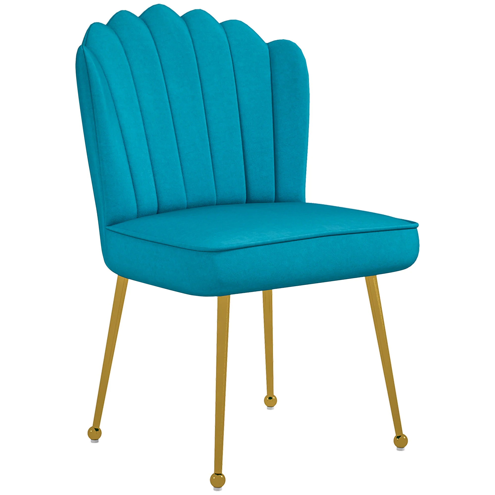 HOMCOM Velvet-Feel Shell Accent Chair Home Bedroom Lounge Metal Legs - Image 10