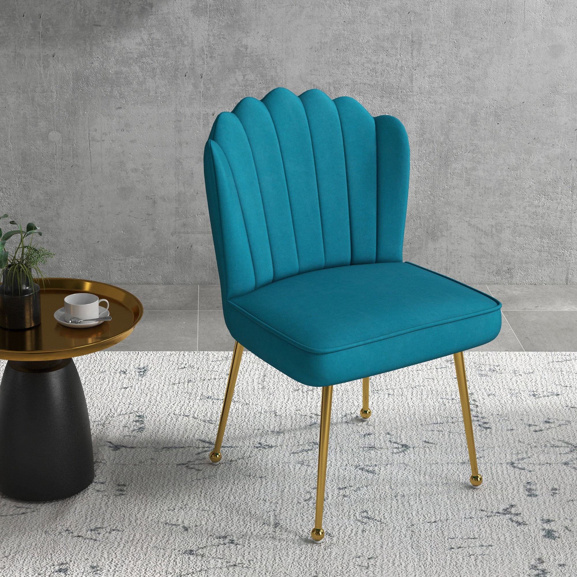 HOMCOM Velvet-Feel Shell Accent Chair Home Bedroom Lounge Metal Legs - Image 16