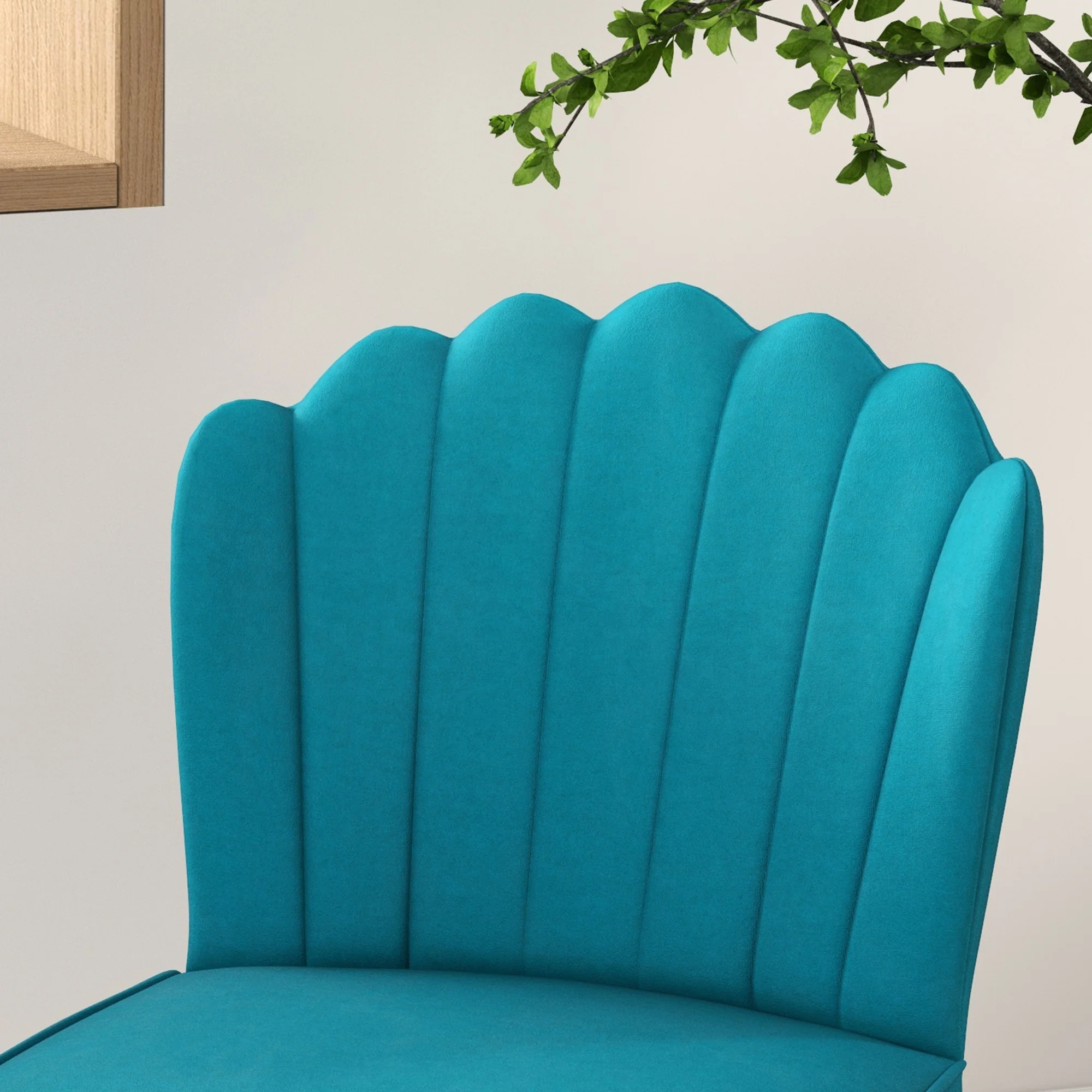 HOMCOM Velvet-Feel Shell Accent Chair Home Bedroom Lounge Metal Legs - Image 18