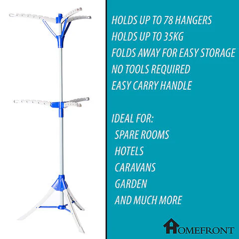 Homefront Clothes Rail Airer Drier Two Tier, Portable Clothes Horse Hanger Rotary Tripod Design, Folds Flat for Storage - Image 2