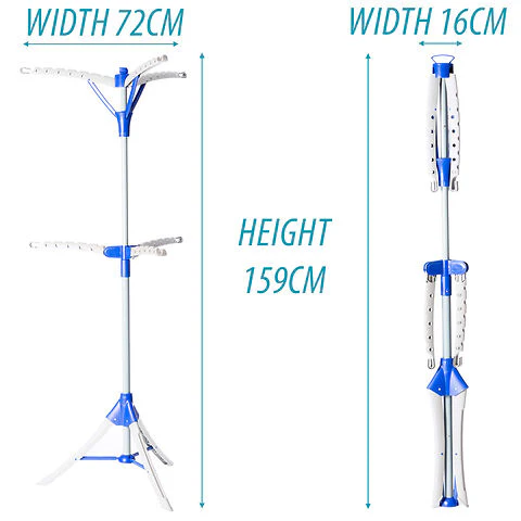 Homefront Clothes Rail Airer Drier Two Tier, Portable Clothes Horse Hanger Rotary Tripod Design, Folds Flat for Storage - Image 3