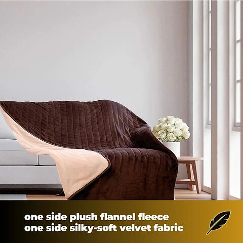 Homefront Extra Large Electric Heated Throw In Chocolate And Cream Easy To Use, Digital Control - Machine Washable - Image 3
