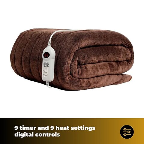 Homefront Extra Large Electric Heated Throw In Chocolate And Cream Easy To Use, Digital Control - Machine Washable - Image 4