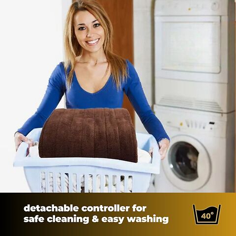 Homefront Extra Large Electric Heated Throw In Chocolate And Cream Easy To Use, Digital Control - Machine Washable - Image 6