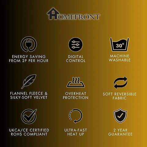 Homefront Extra Large Electric Heated Throw In Chocolate And Cream Easy To Use, Digital Control - Machine Washable - Image 9