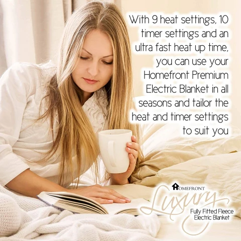 Homefront King Size Luxury Fleece Electric Blanket With Digital Control, 9 Heat Settings And Timer Setting - Image 6